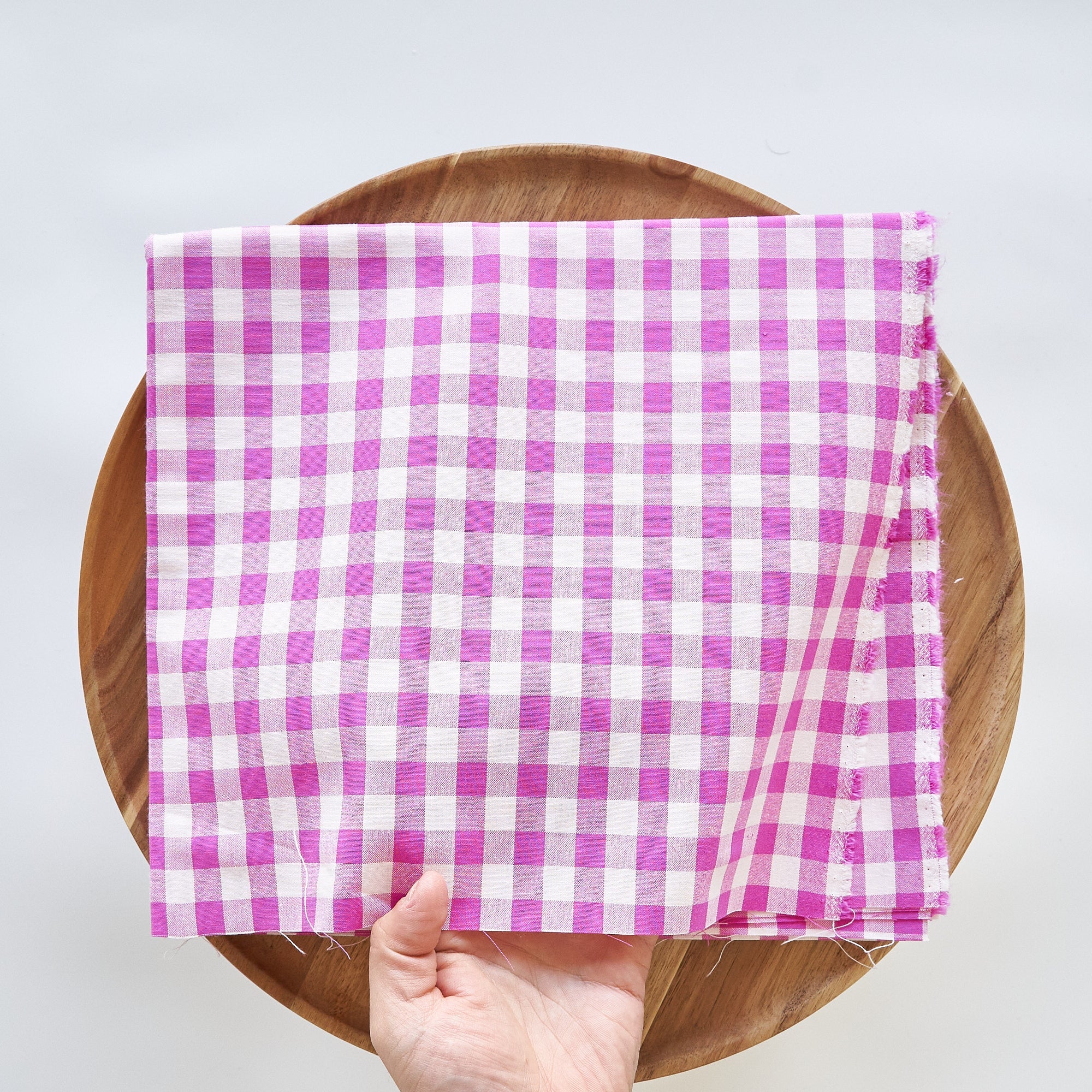 綿ポリ交織ダンガリー12mmギンガム#121 ラズベリー