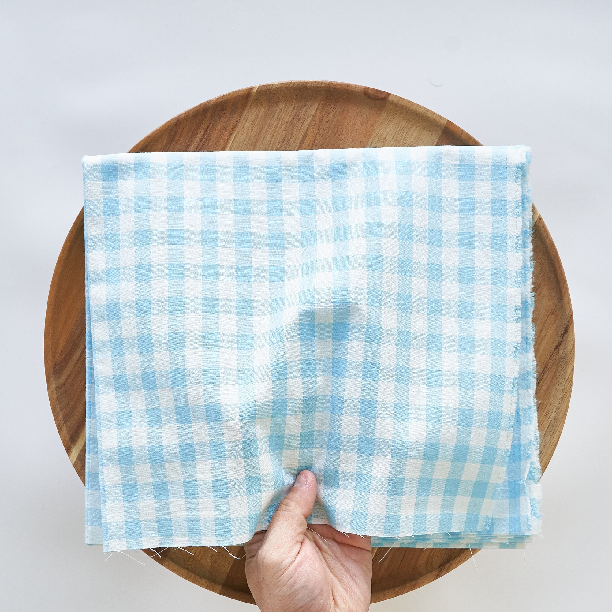 綿ポリ交織ダンガリー12mmギンガム#124 アクアブルー