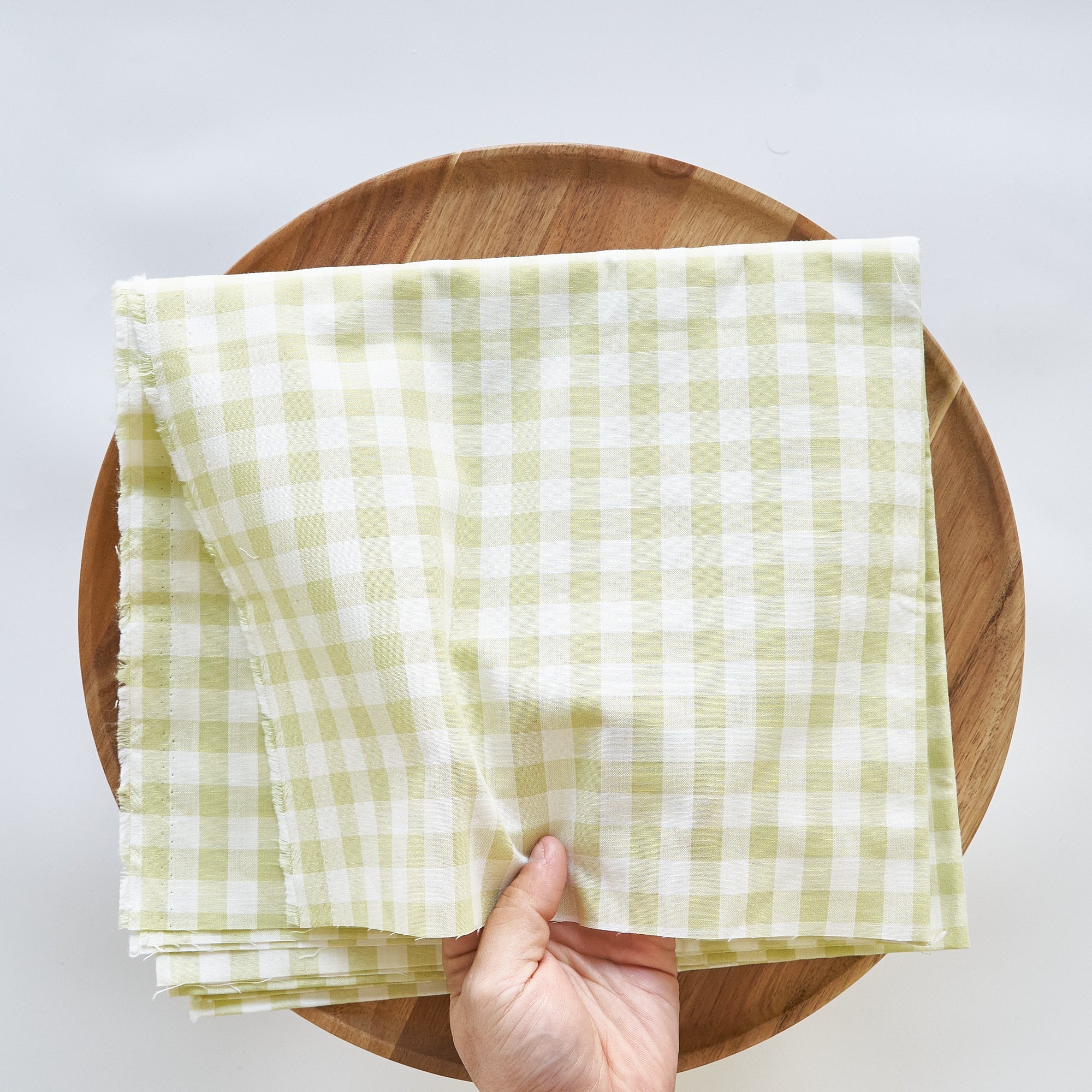 綿ポリ交織ダンガリー12mmギンガム#125 サラダグリーン