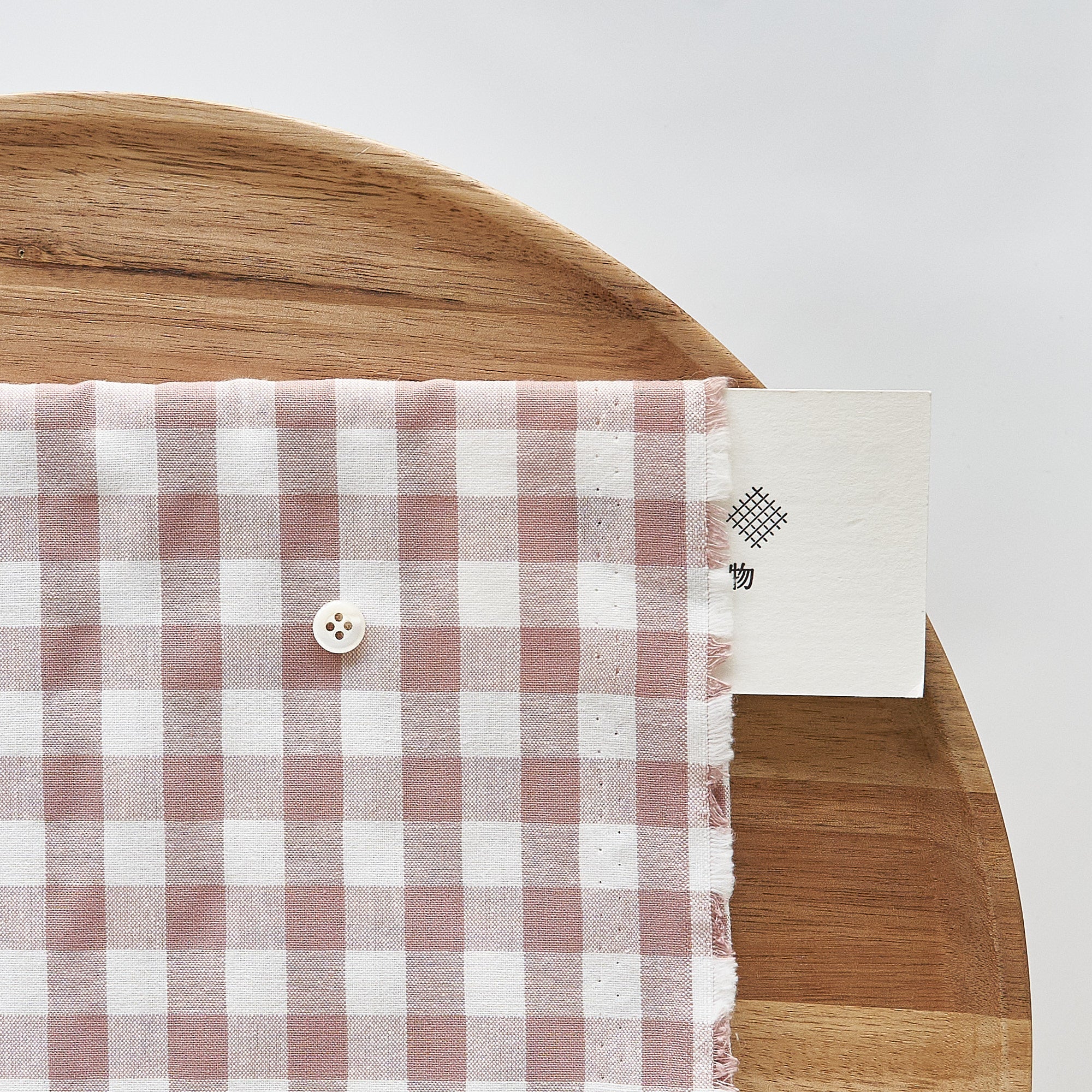 綿ポリ交織ダンガリー12mmギンガム#202 スモークピンク