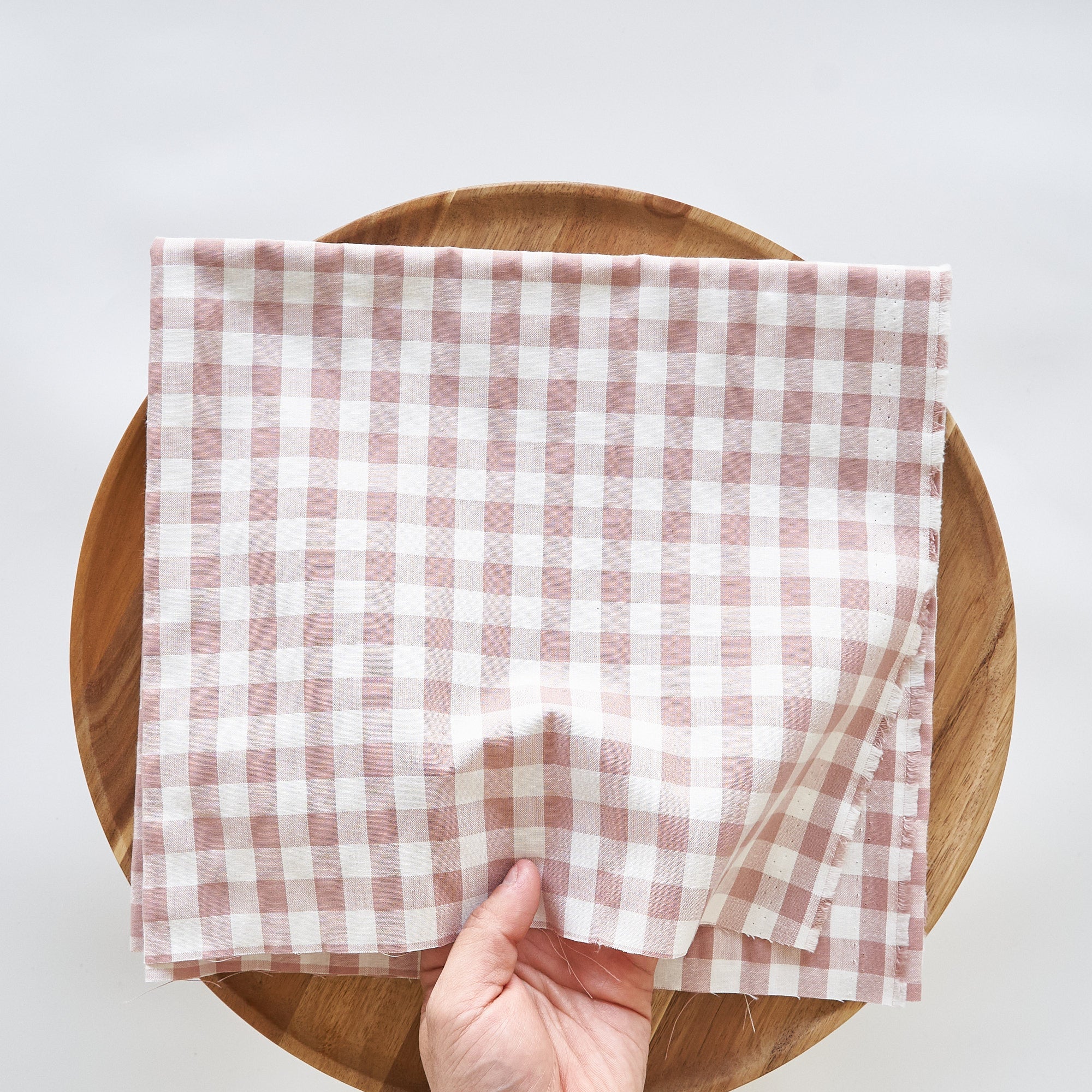 綿ポリ交織ダンガリー12mmギンガム#202 スモークピンク