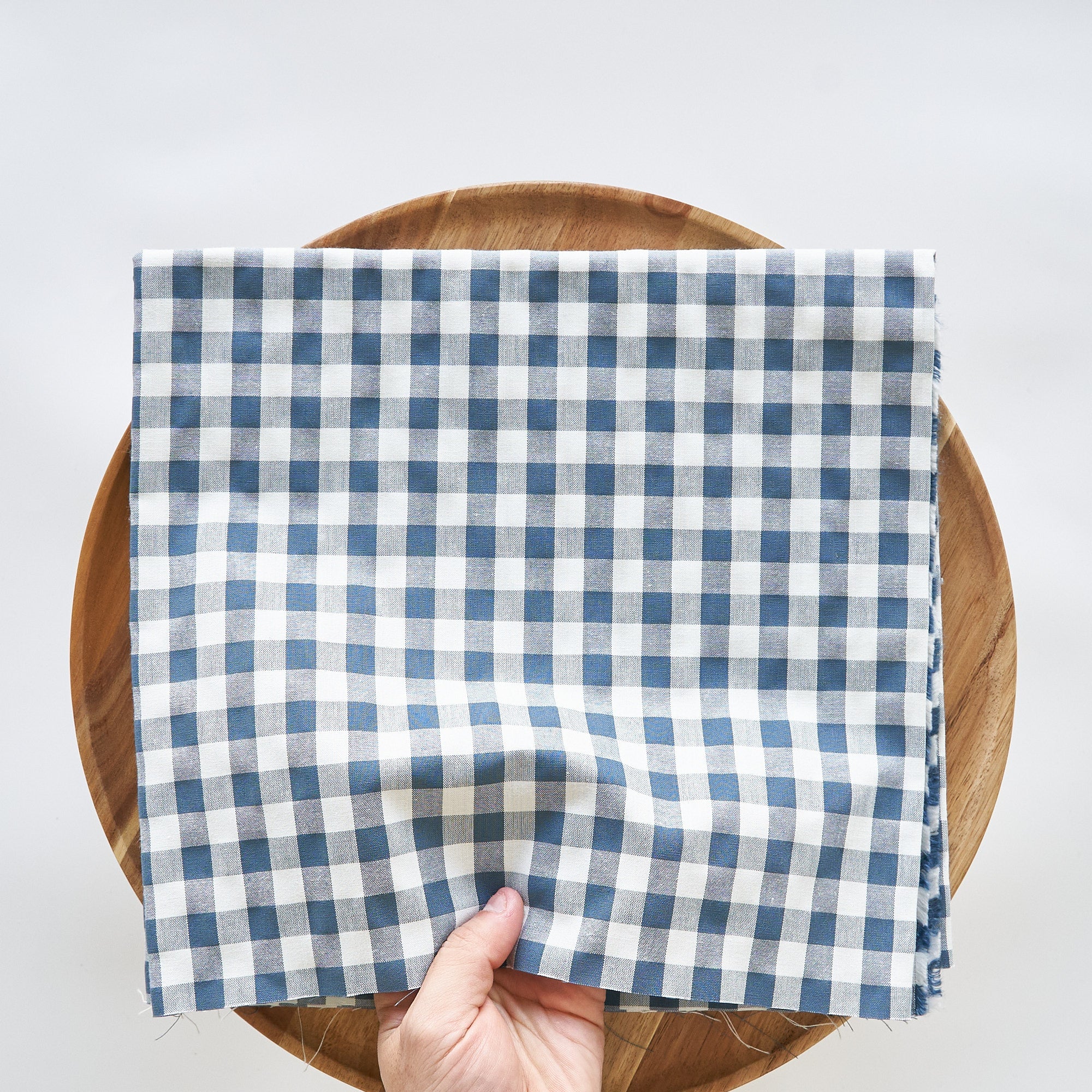 綿ポリ交織ダンガリー12mmギンガム#203 ティールブルー