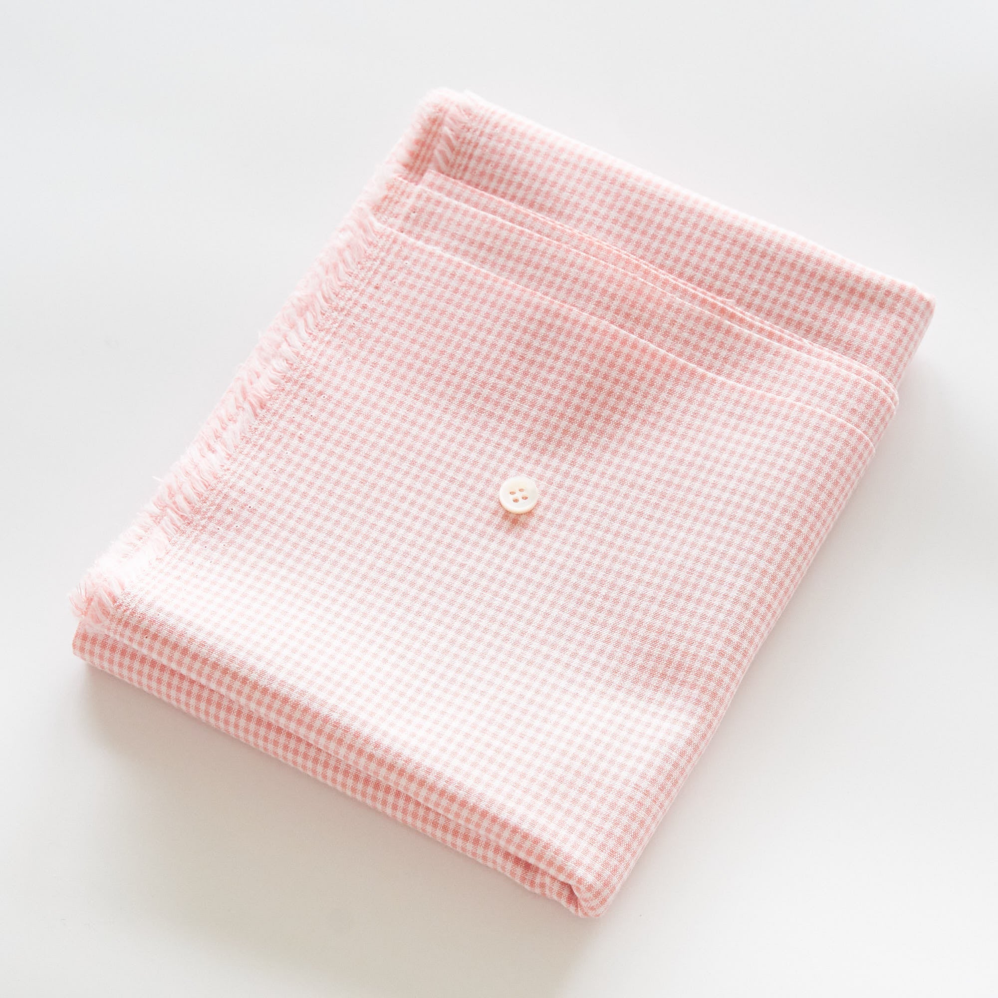 綿ポリ交織ダンガリー1.5mmギンガム#102 サーモンピンク