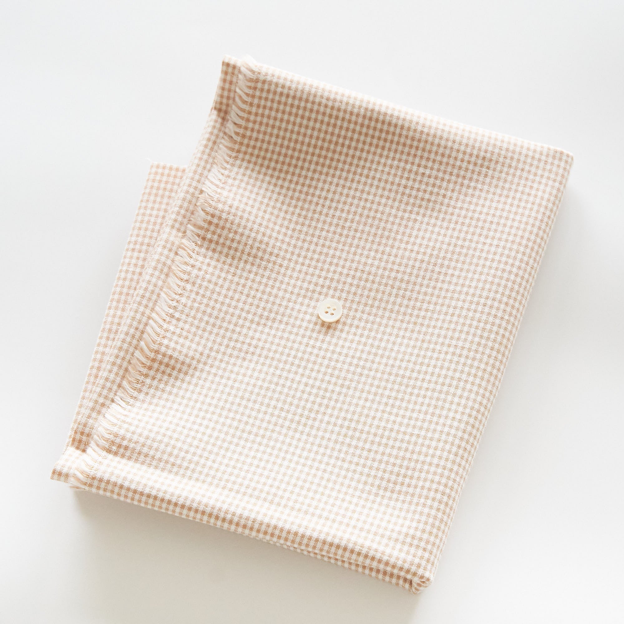 綿ポリ交織ダンガリー1.5mmギンガム#107 ベージュ