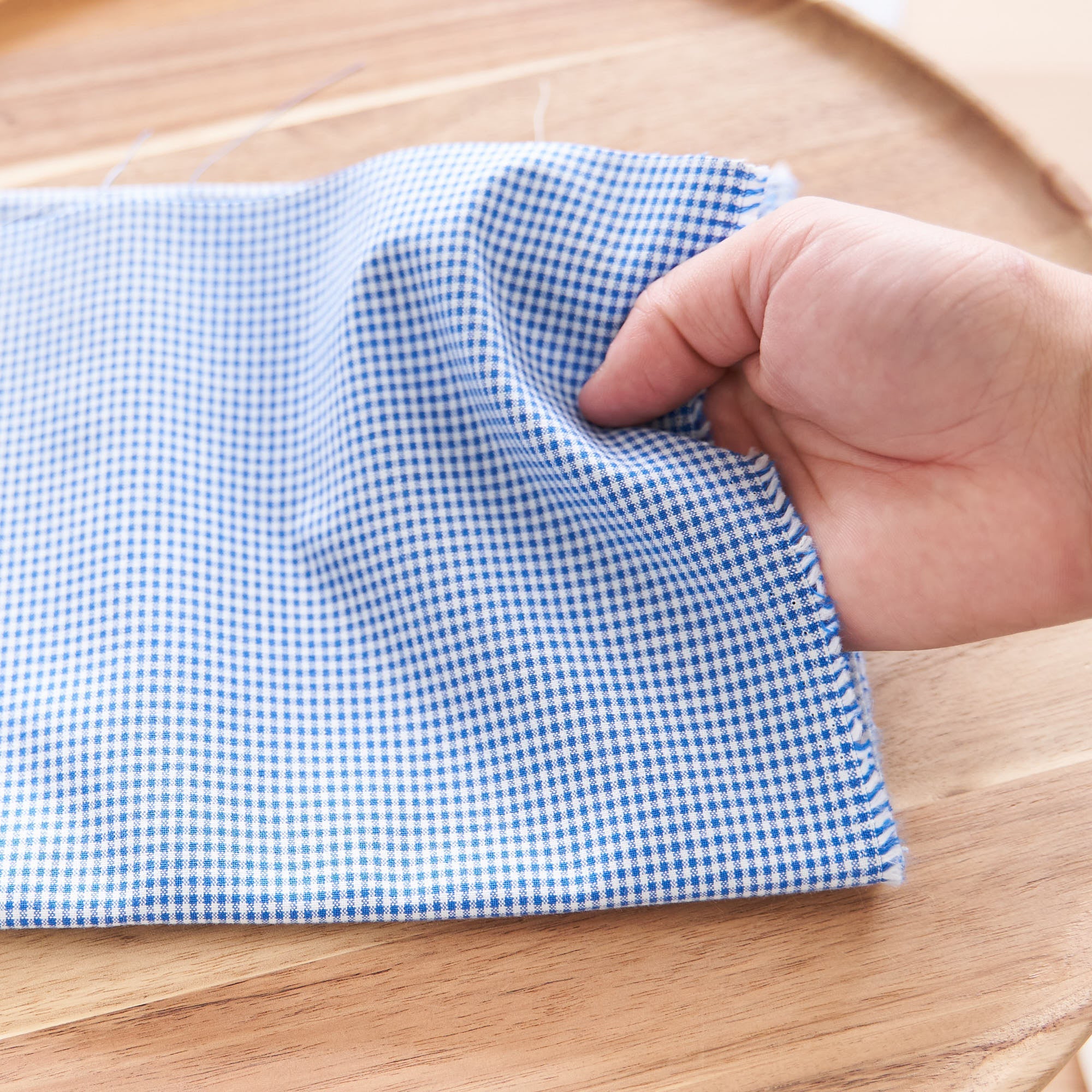 綿ポリ交織ダンガリー1.5mmギンガム#118 ブルー