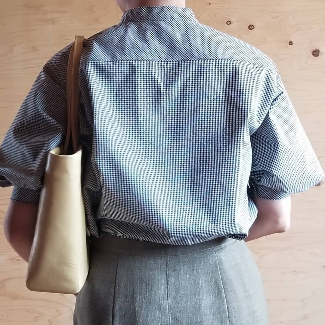 綿ポリダンガリー ギンガムチェック 大人シャツ Instagram作品例 BoeTgf-lShW 4 4520-4-120#柄の大きさ_1.5mm#カラー_#120 ダークグレー