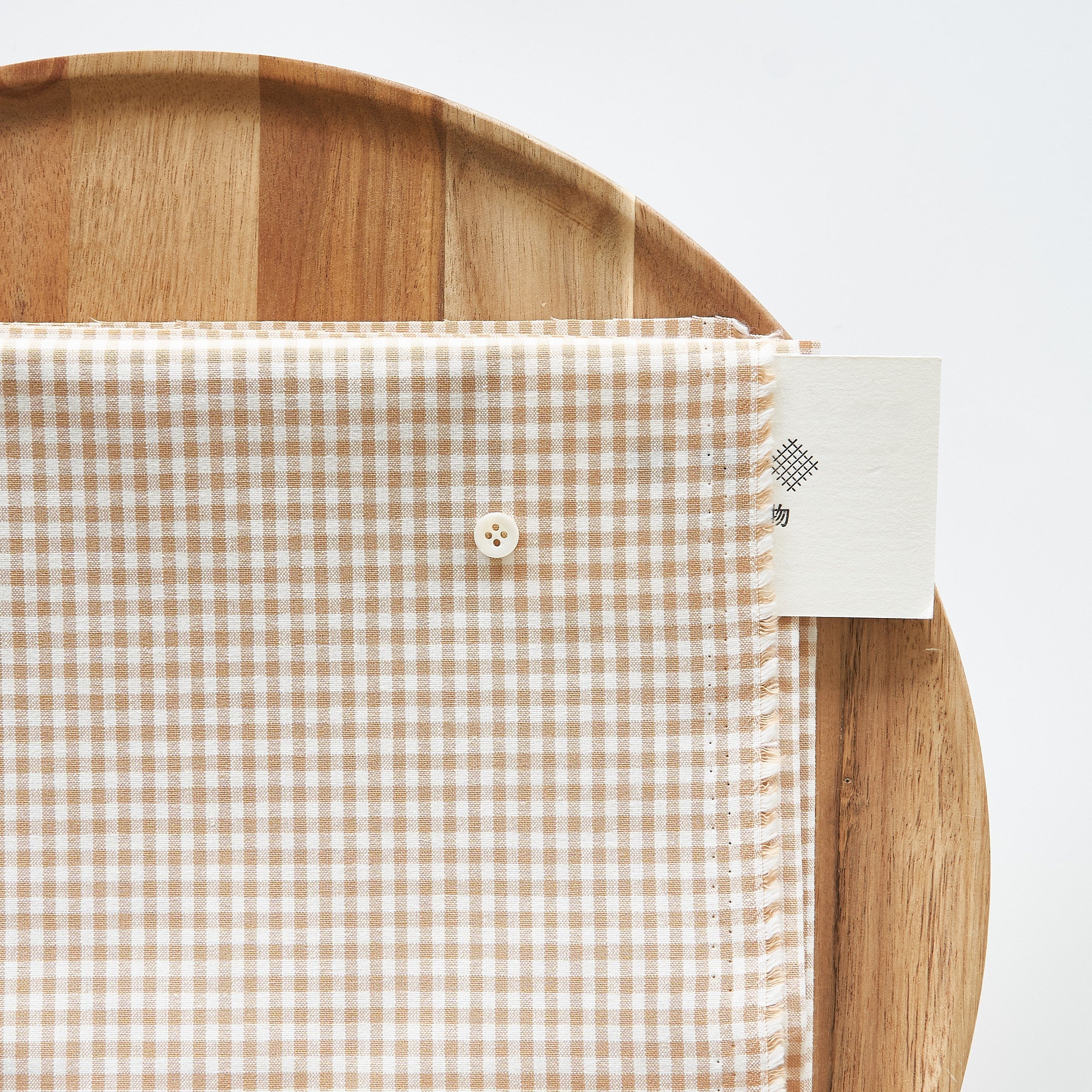 綿ポリ交織ダンガリー3mmギンガム#107 ベージュ