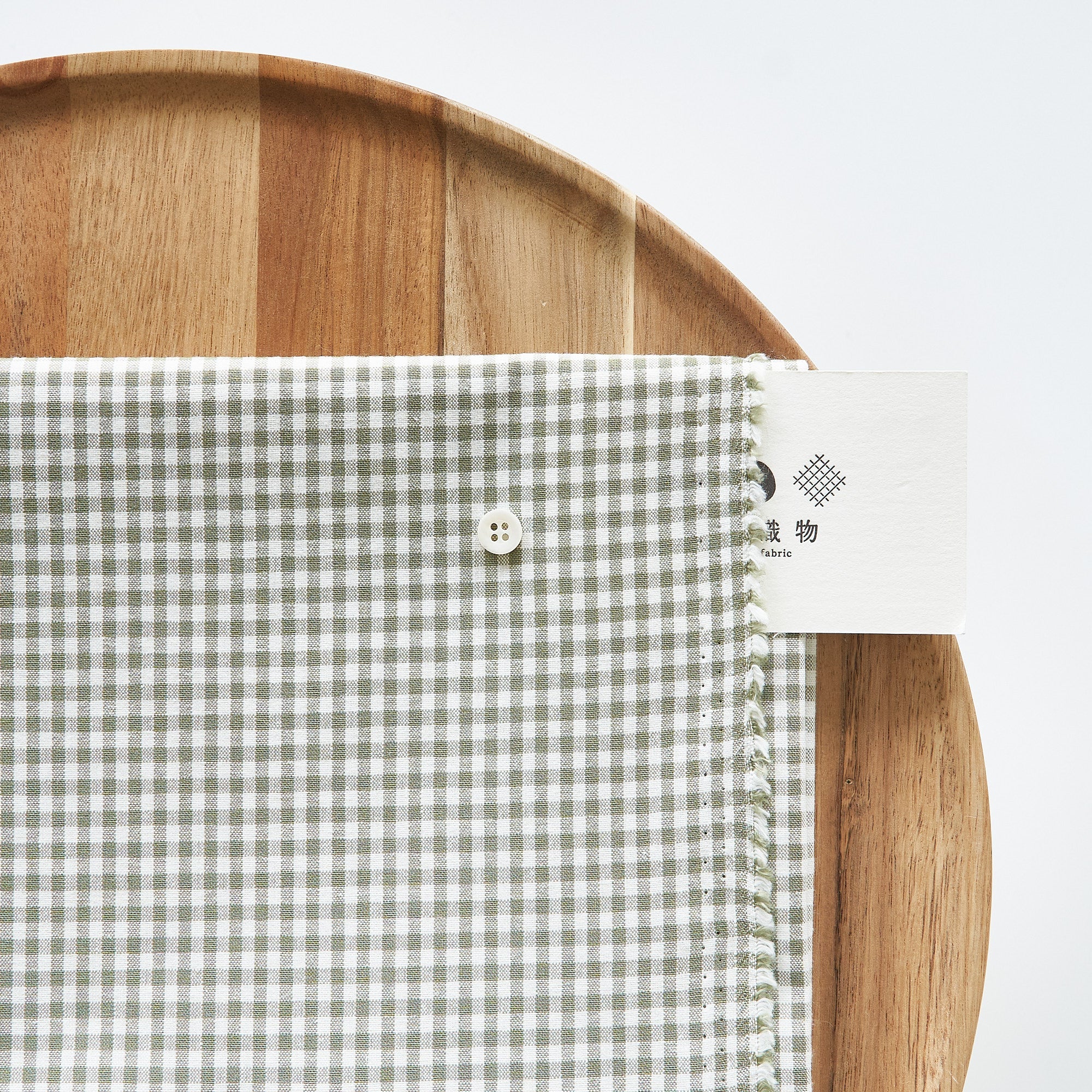 綿ポリ交織ダンガリー3mmギンガム#115 モスグリーン