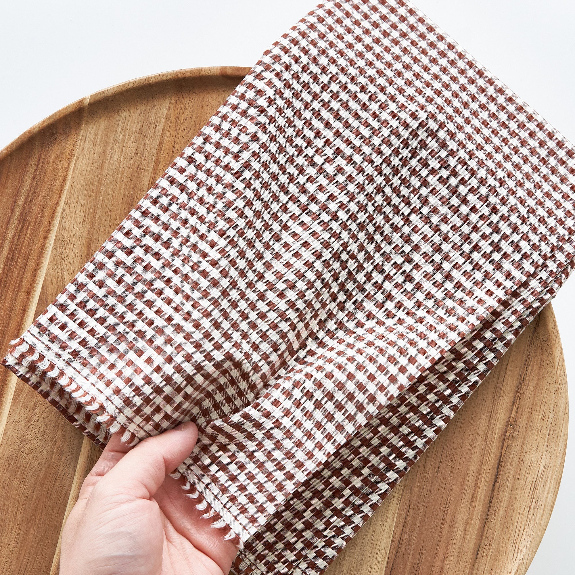 綿ポリ交織ダンガリー3mmギンガム#116 ココア