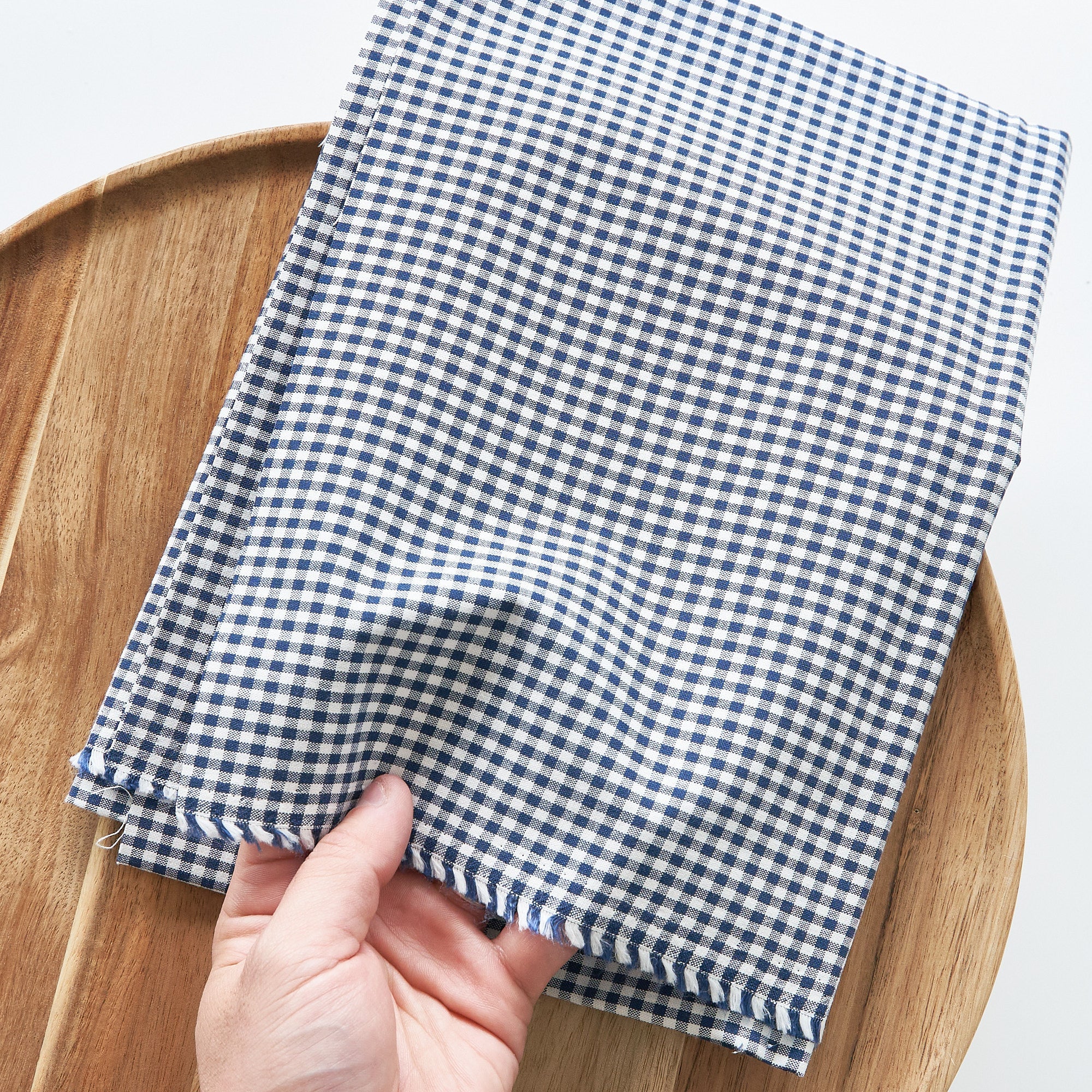 綿ポリ交織ダンガリー3mmギンガム#119 ネイビー