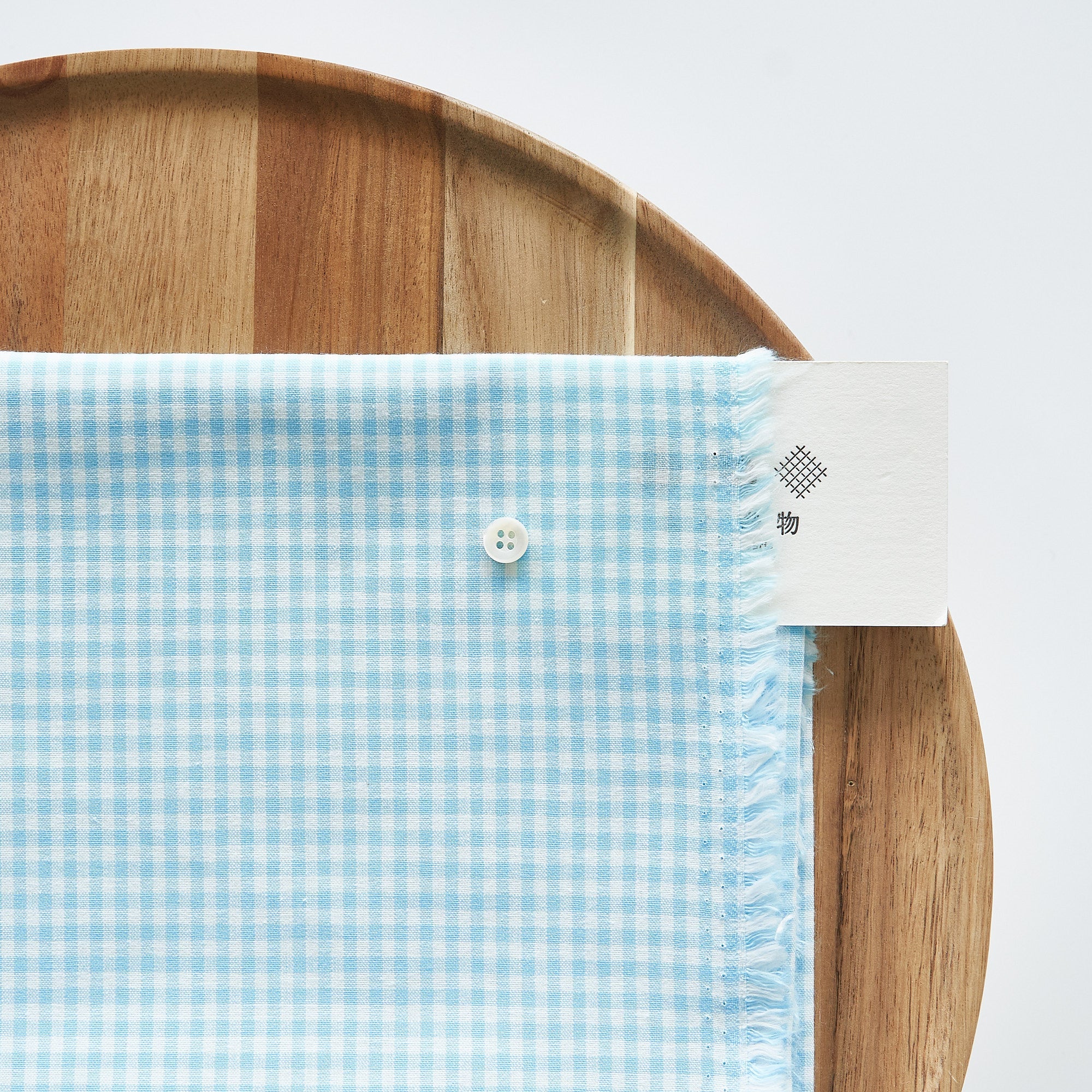 綿ポリ交織ダンガリー3mmギンガム#124 アクアブルー