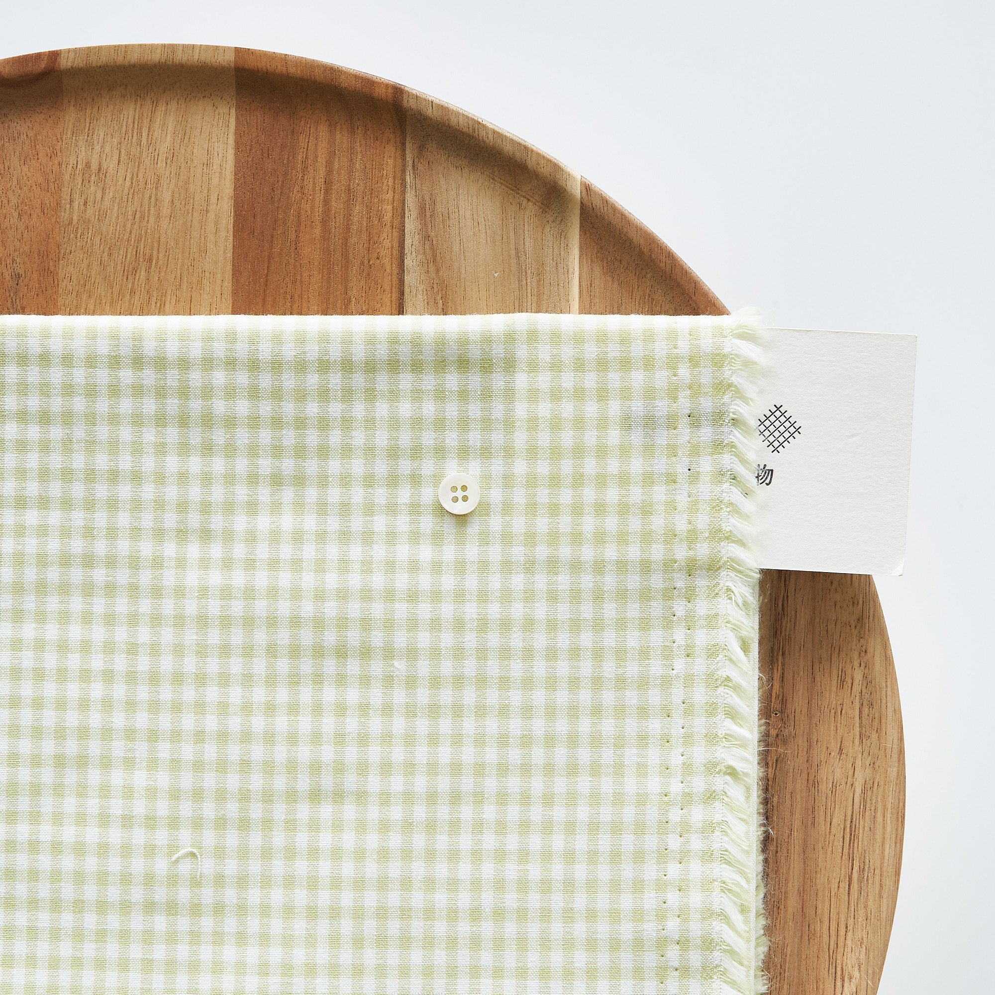 綿ポリ交織ダンガリー3mmギンガム#125 サラダグリーン