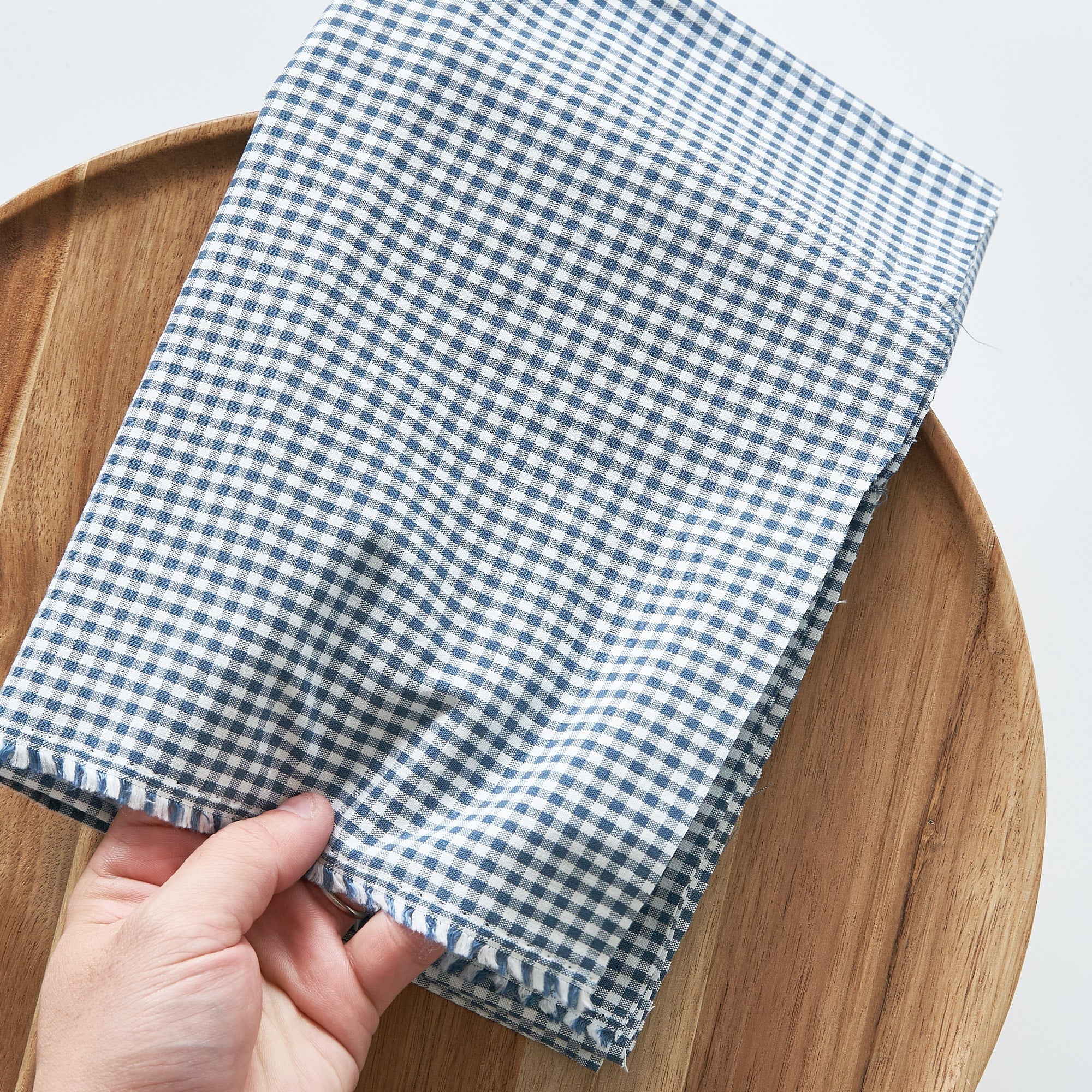 綿ポリ交織ダンガリー3mmギンガム#203 ティールブルー