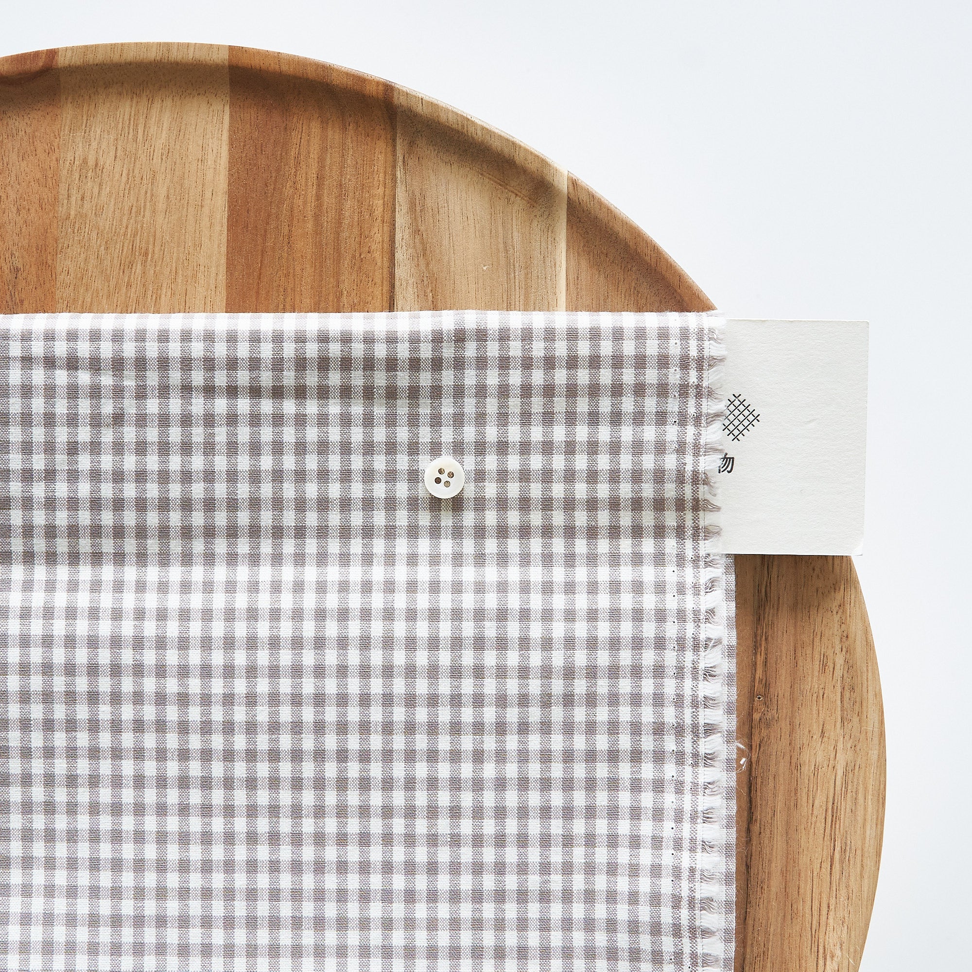 綿ポリ交織ダンガリー3mmギンガム#213 グレージュ