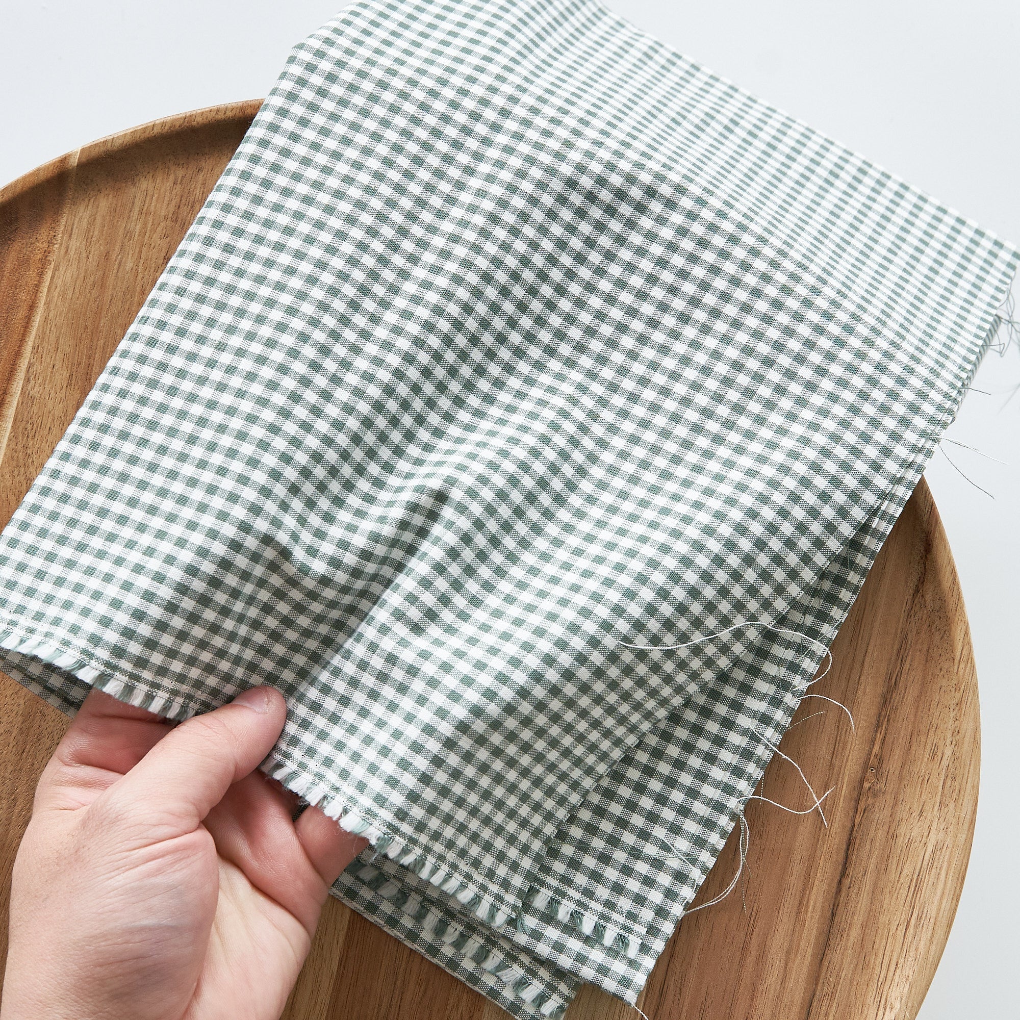 綿ポリ交織ダンガリー3mmギンガム#214 カーキ