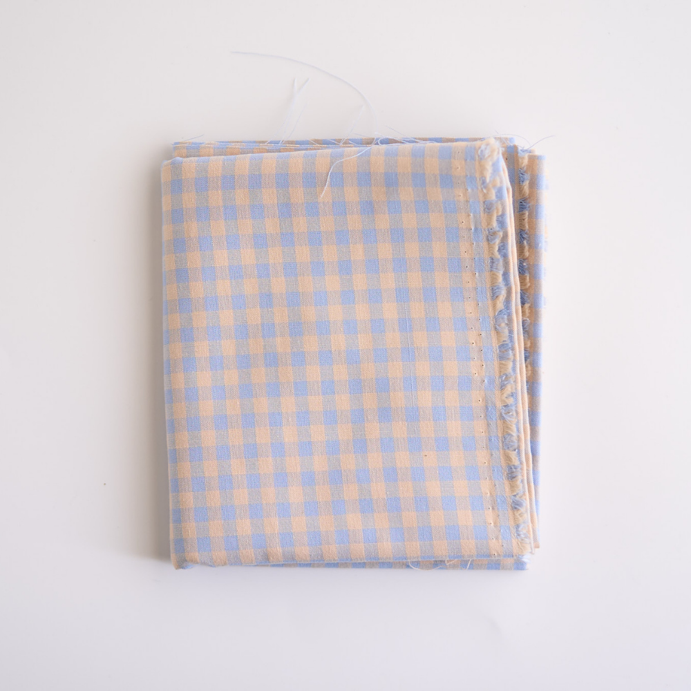 綿ポリ ベージュ染め ギンガムチェック