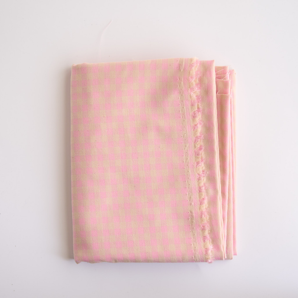 綿ポリ ベージュ染め ギンガムチェック