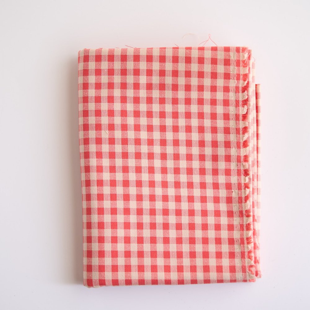 綿ポリ ベージュ染め ギンガムチェック