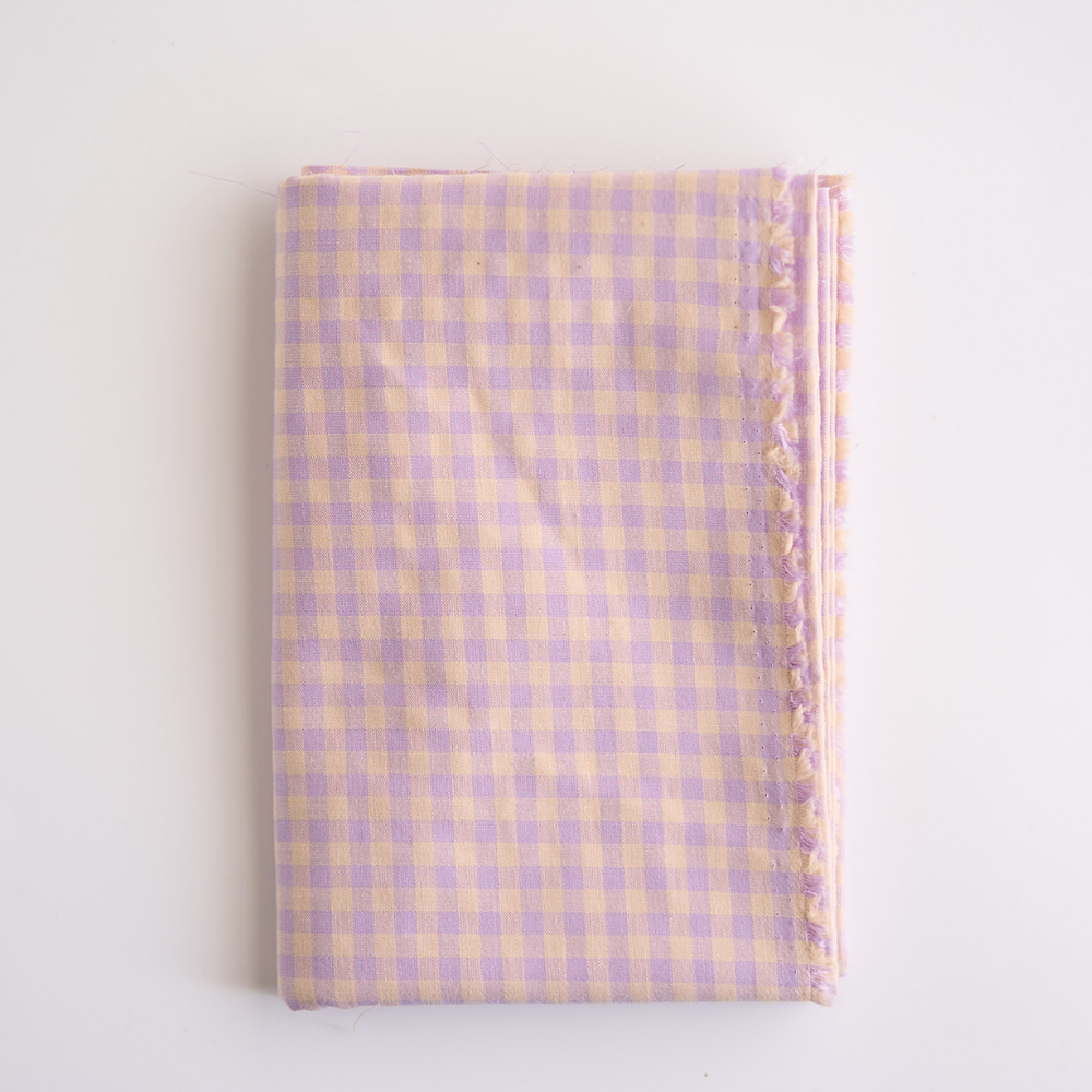 綿ポリ ベージュ染め ギンガムチェック