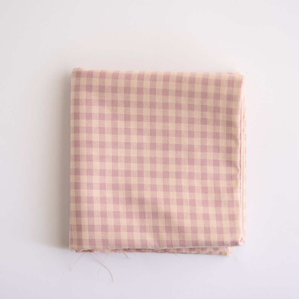 綿ポリ ベージュ染め ギンガムチェック