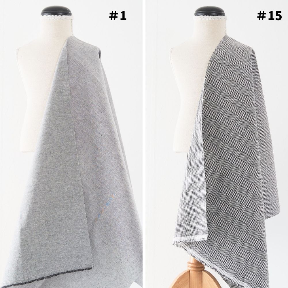 綿ポリダンガリー モノクロ