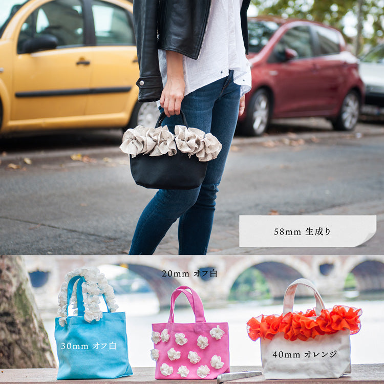 リネン フラワー リボン 40mm 12color 50cm単位