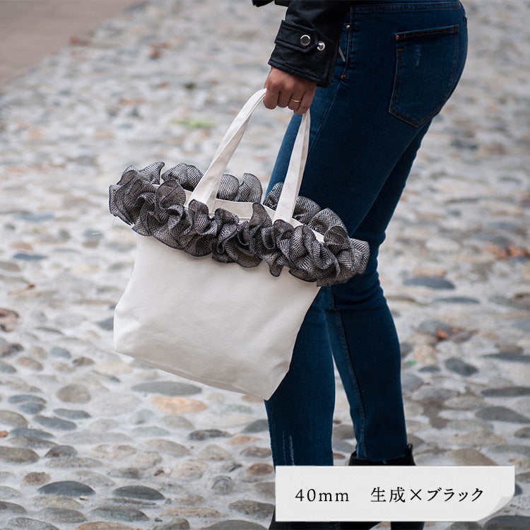 リネン フラワー リボン 40mm 12color 50cm単位