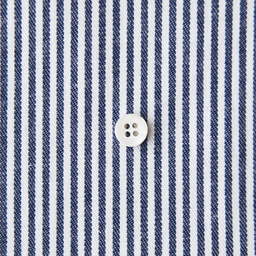 綿ポリ交織デニム1.5mmストライプ#1ネイビー