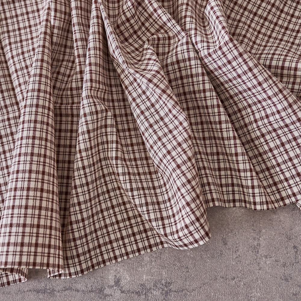 綿ポリ交織ソフトダンガリーNo.20チェック#Eブラウン