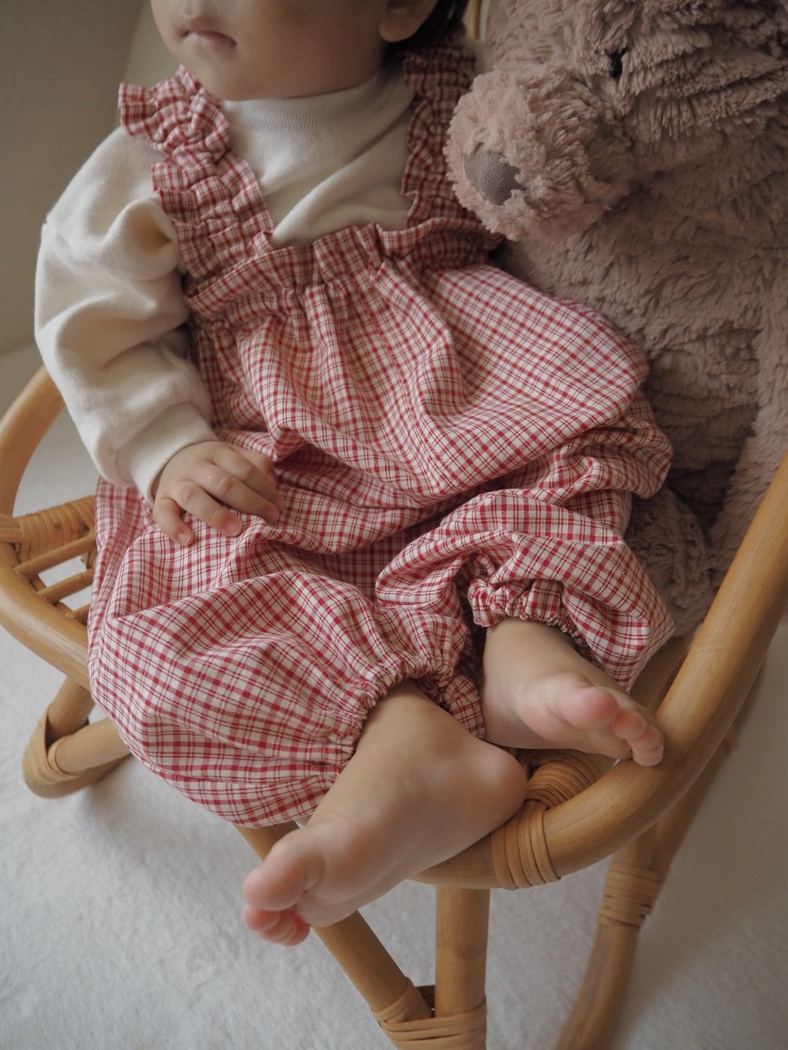 綿ポリ交織ソフトダンガリーNo.22チェック#Aレッド