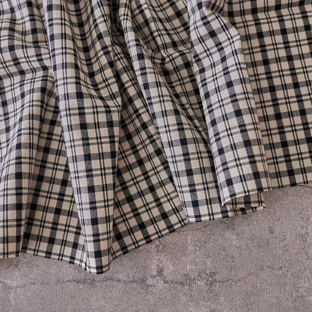 綿ポリ交織ソフトダンガリーNo.22チェック#Fブラック