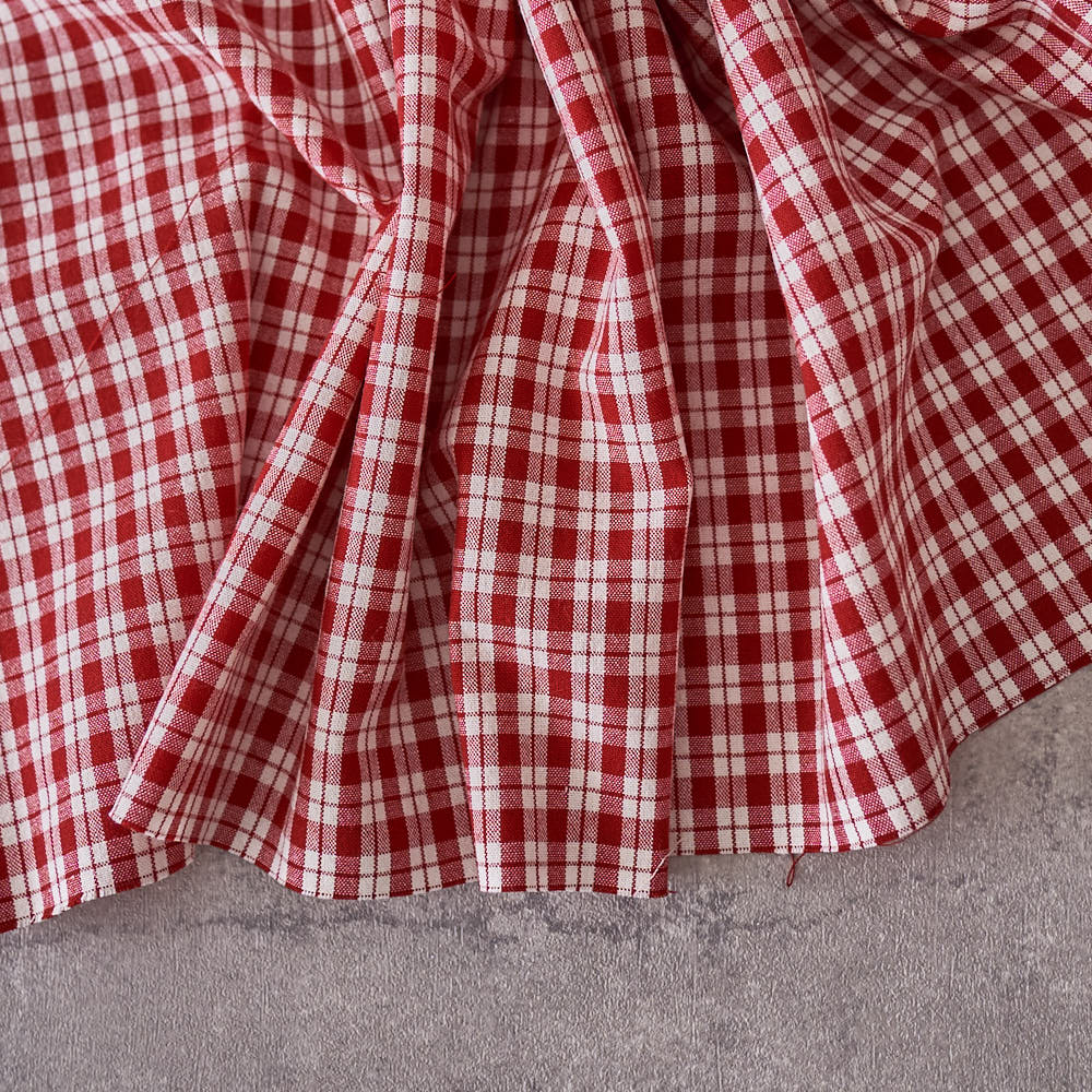 綿ポリ交織ソフトダンガリーNo.23チェック#Aレッド