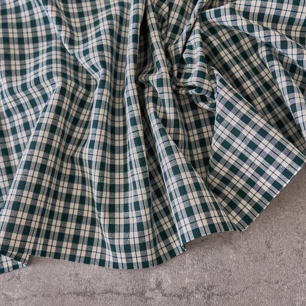 綿ポリ交織ソフトダンガリーNo.23チェック#Dグリーン