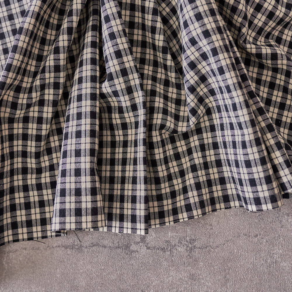 綿ポリ交織ソフトダンガリーNo.23チェック#Fブラック