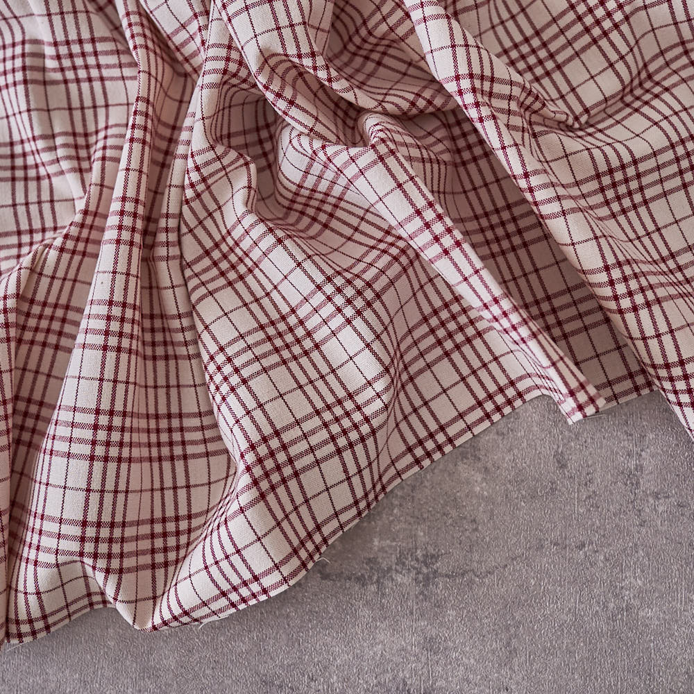 綿ポリ交織ソフトダンガリーNo.24チェック#Gローズ