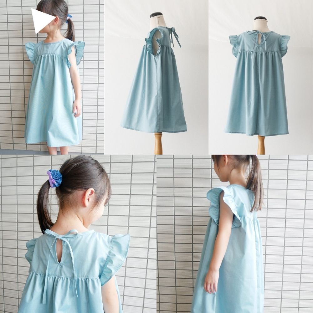 ショルダーフリルワンピース型紙80~150の8サイズワンサイズ型紙別紙A4仕様書