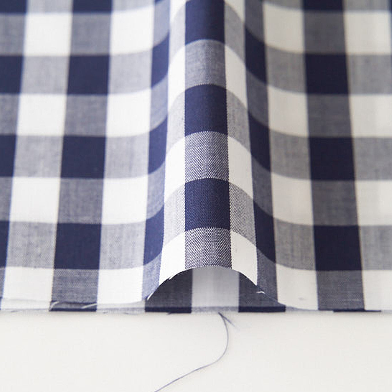 綿ポリ混紡ライトウェザー12mmギンガムチェック#Iネイビー