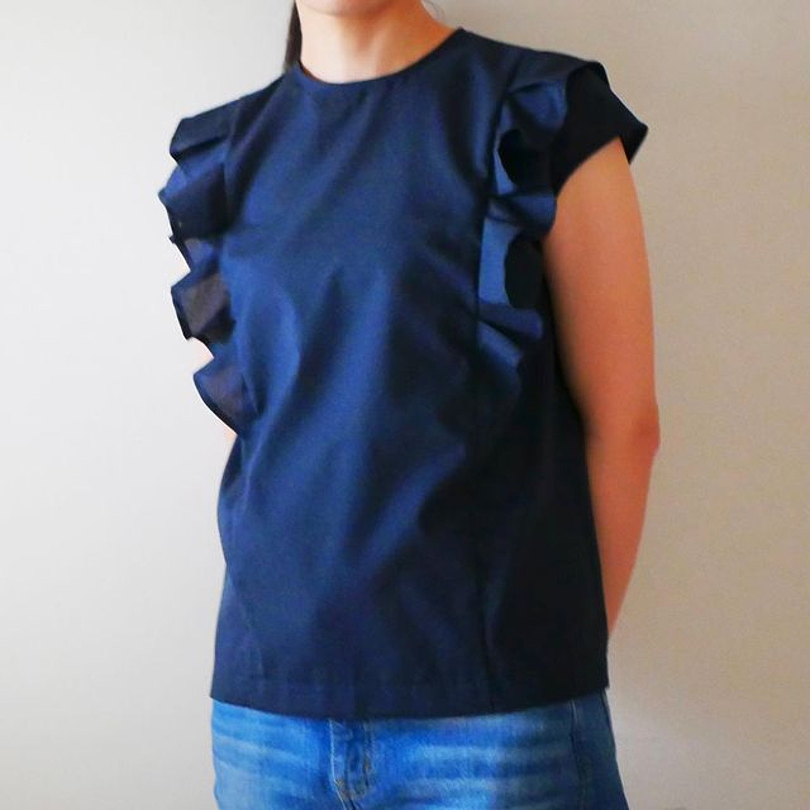 綿ポリ混紡ハーフダンガリー無地#205 濃ネイビー