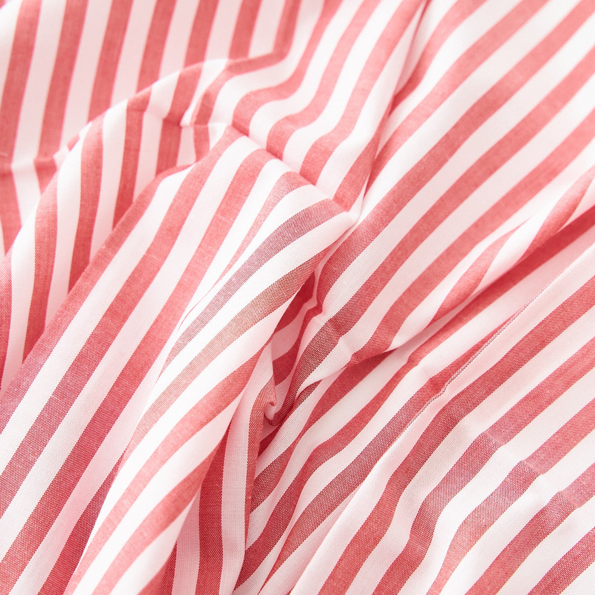 綿ポリ混紡ハーフダンガリー6mmストライプ#E レッド