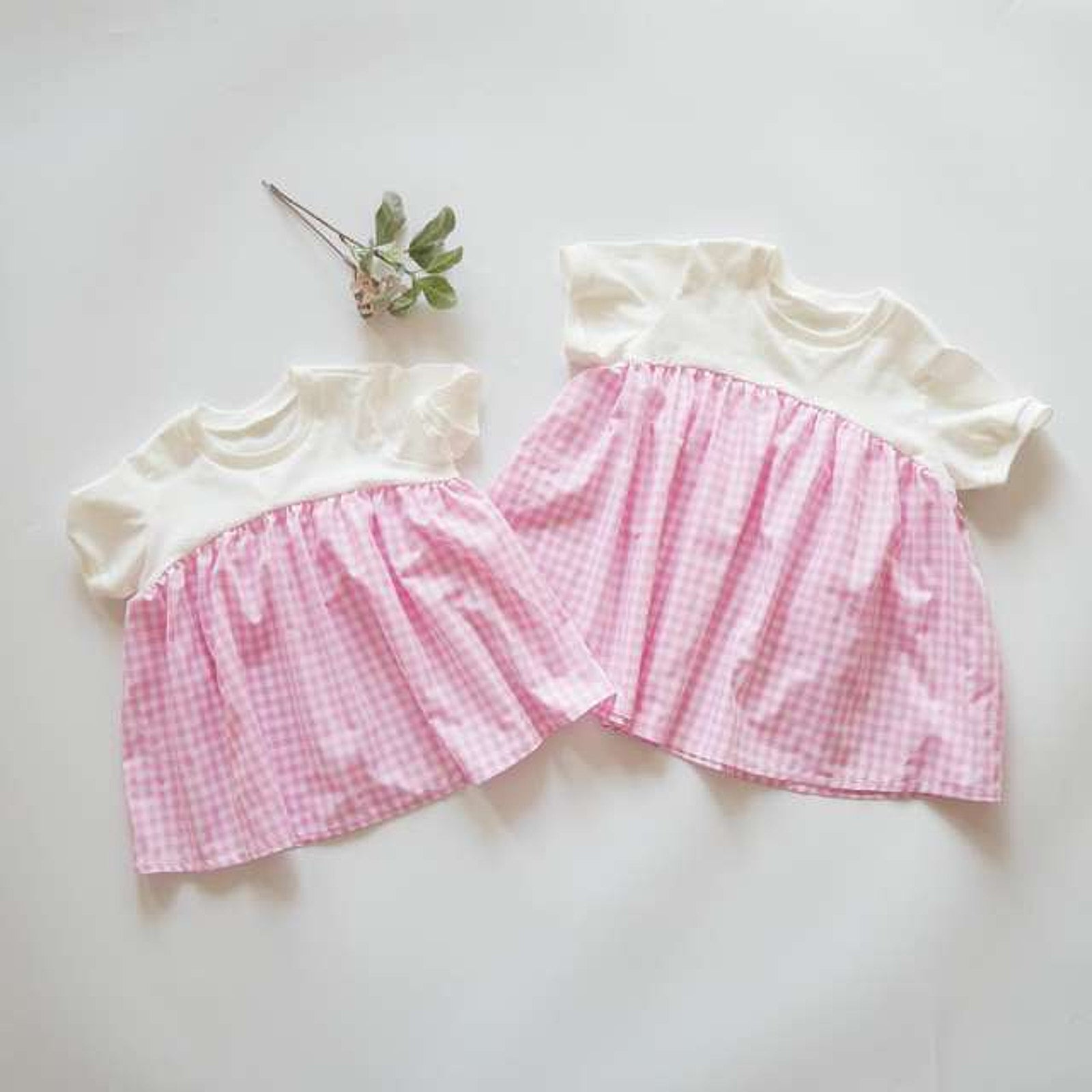 綿ポリ混紡ハーフダンガリー6mmギンガム#A ピンク