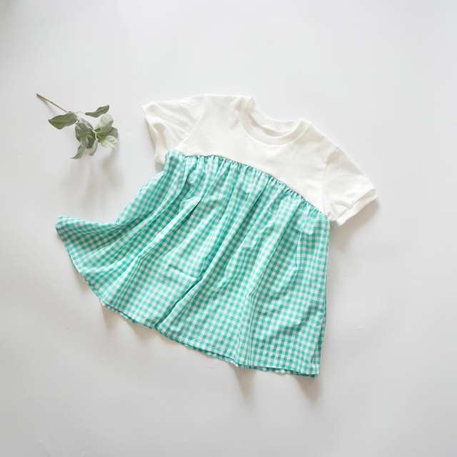 綿ポリ混紡ハーフダンガリー6mmギンガム#D ミント