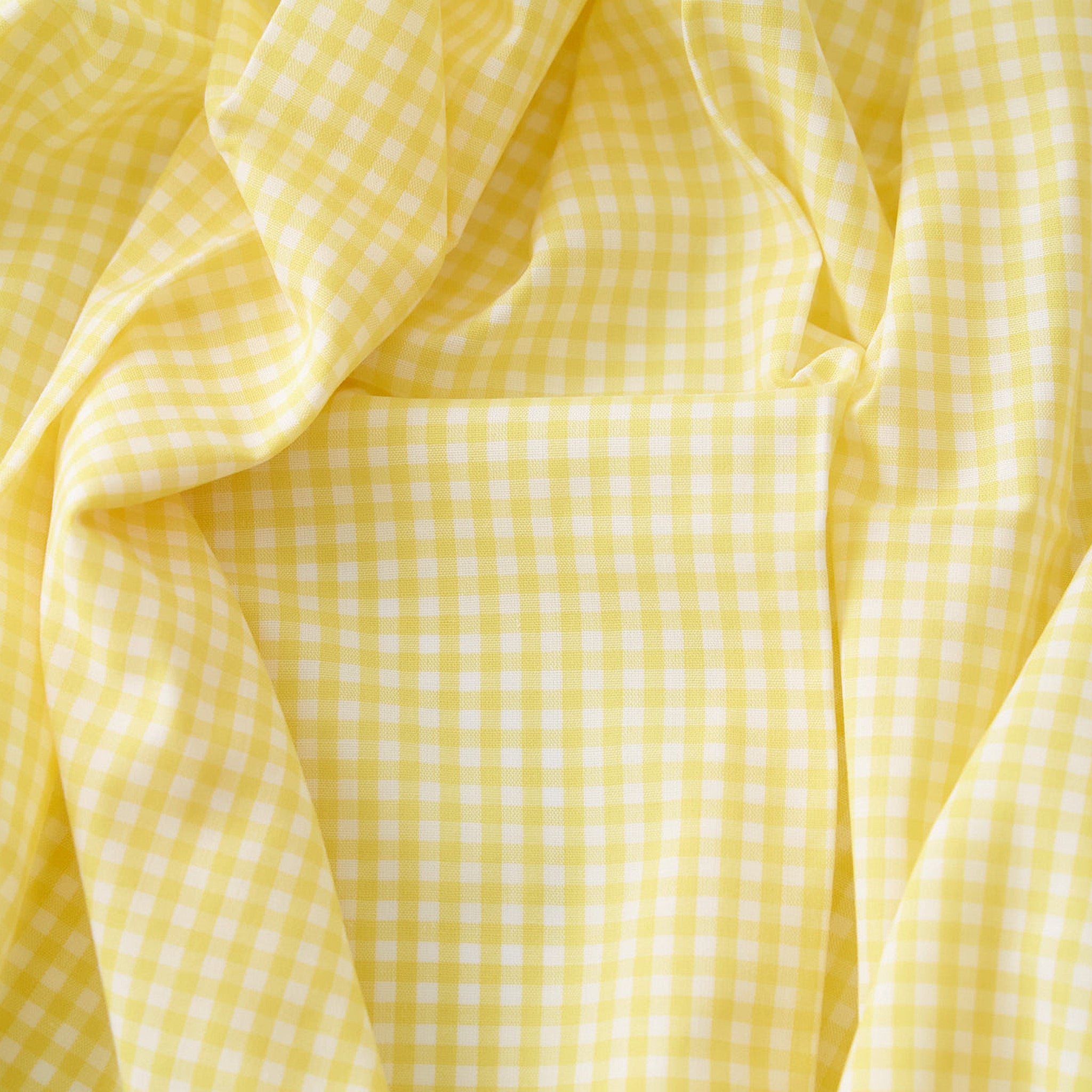 綿ポリ混紡ハーフダンガリー3mmギンガム#C イエロー