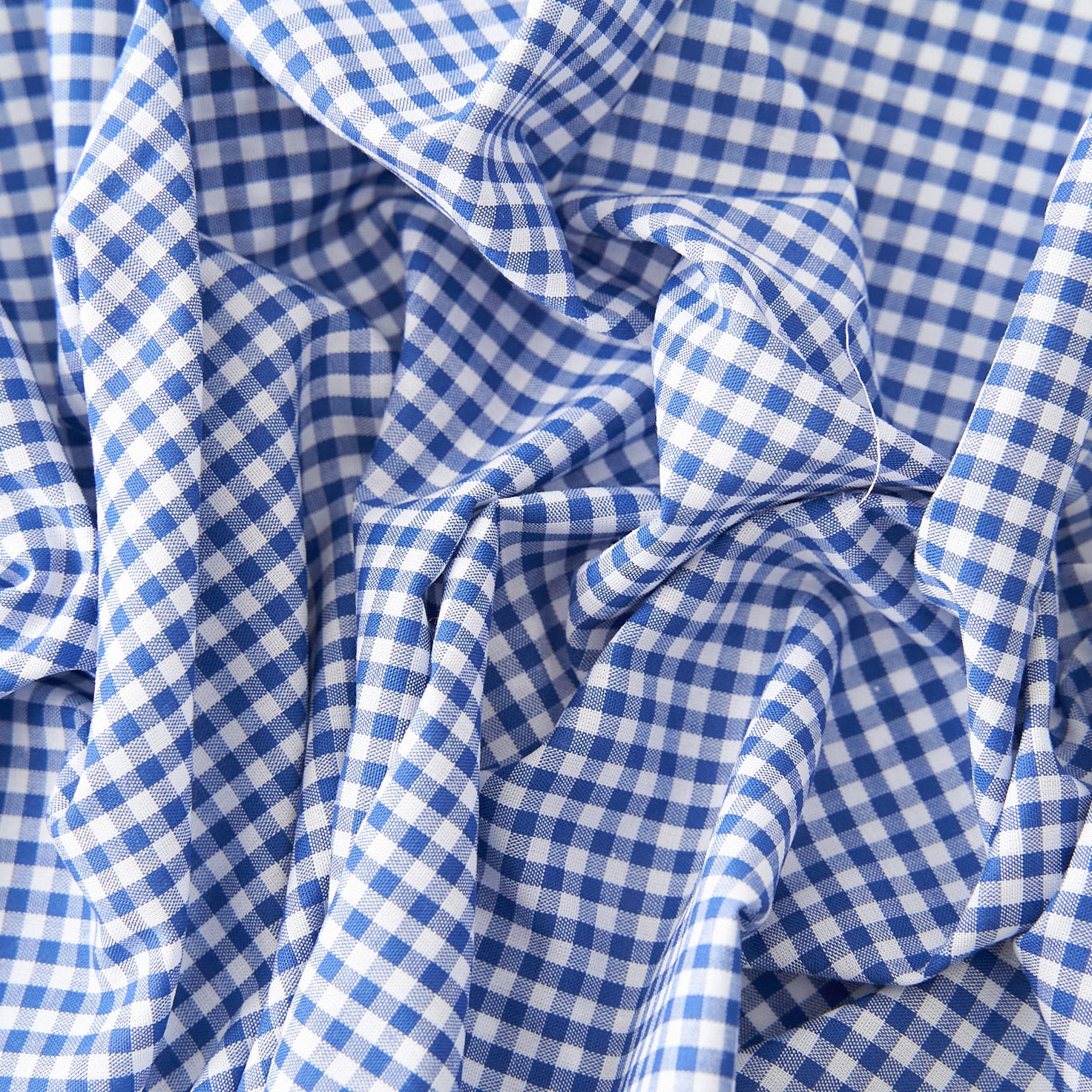 綿ポリ混紡ハーフダンガリー3mmギンガム#F ブルー