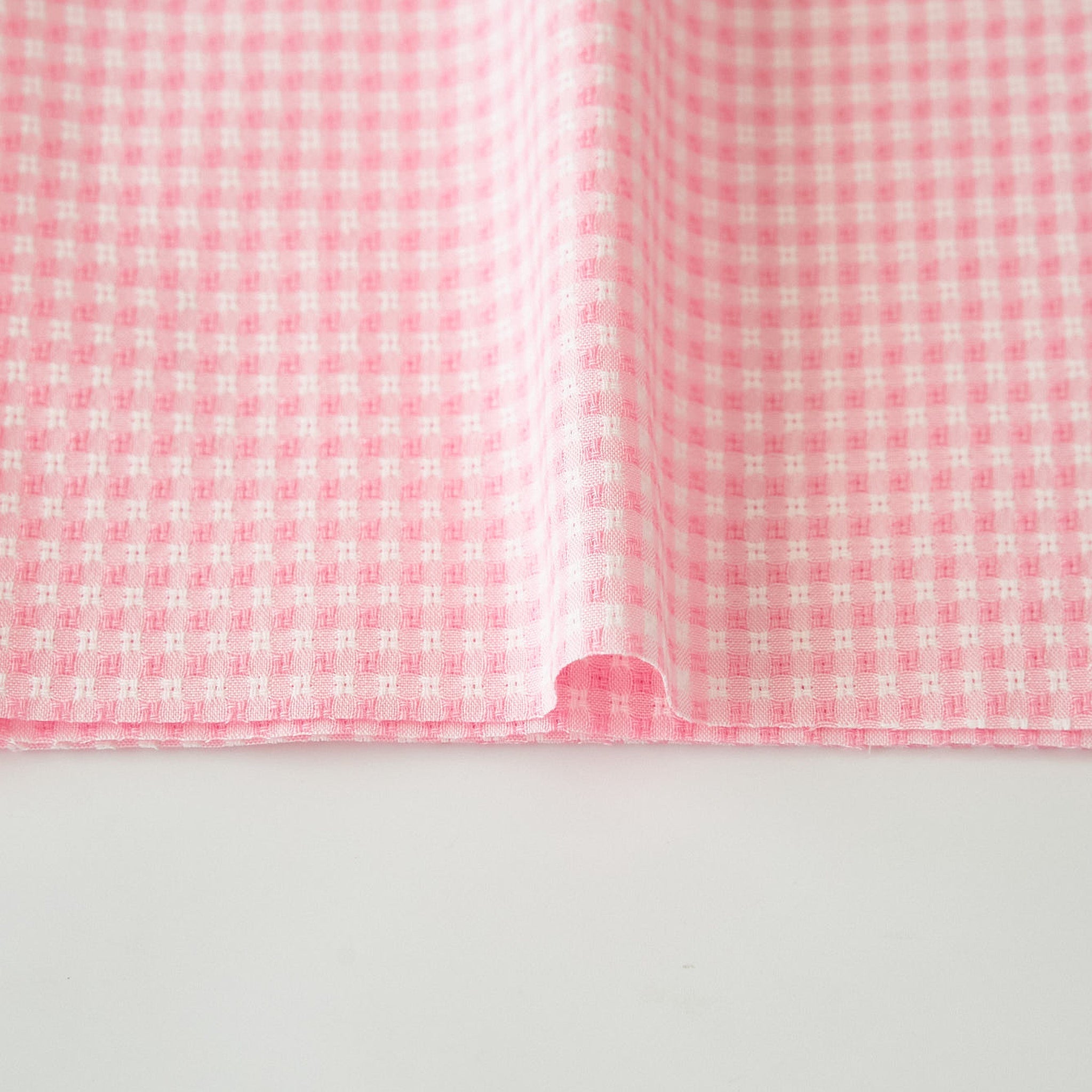 綿ポリ交織ドビーギンガムチェック#109ピンク
