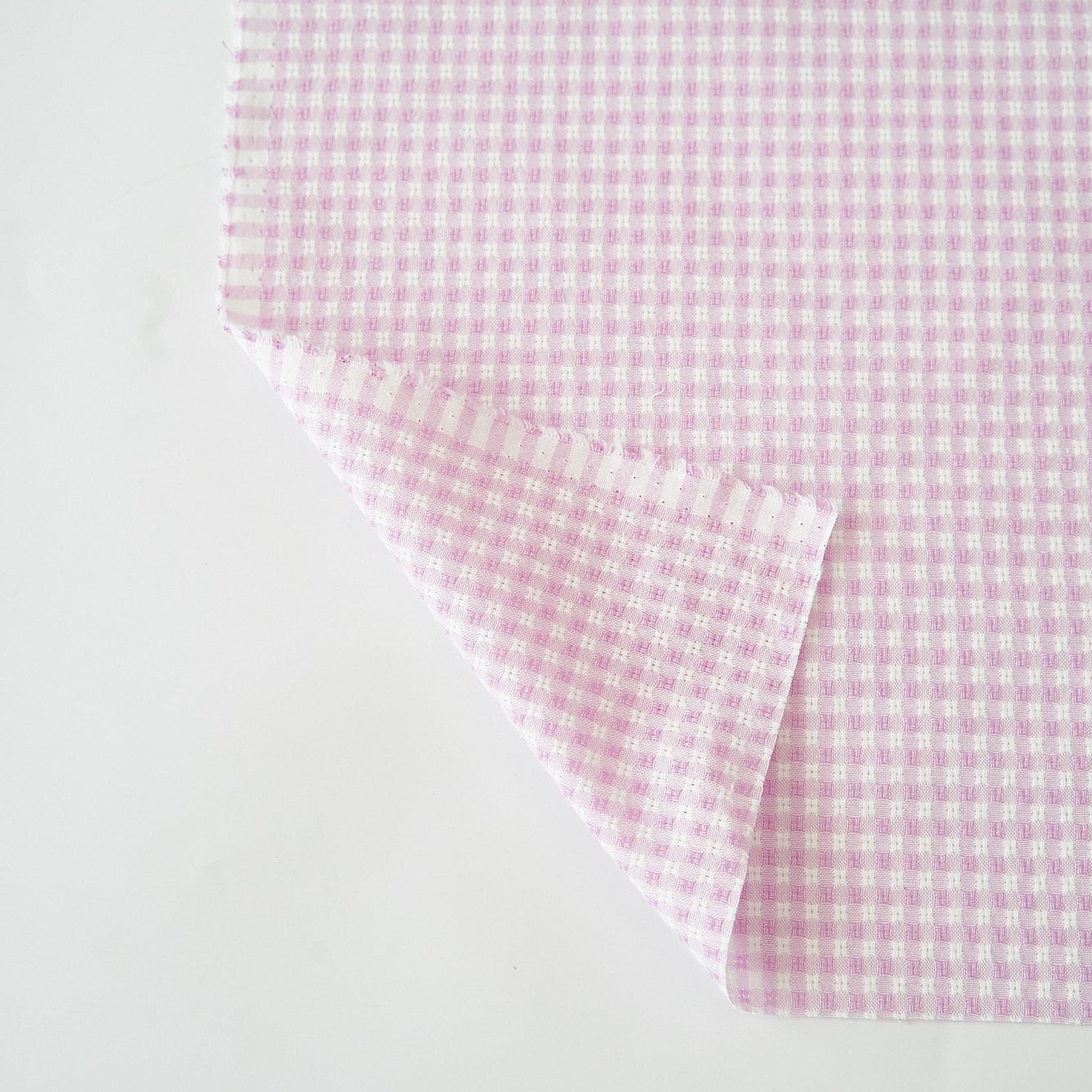 綿ポリ交織ドビーギンガムチェック#123ペールラベンダー