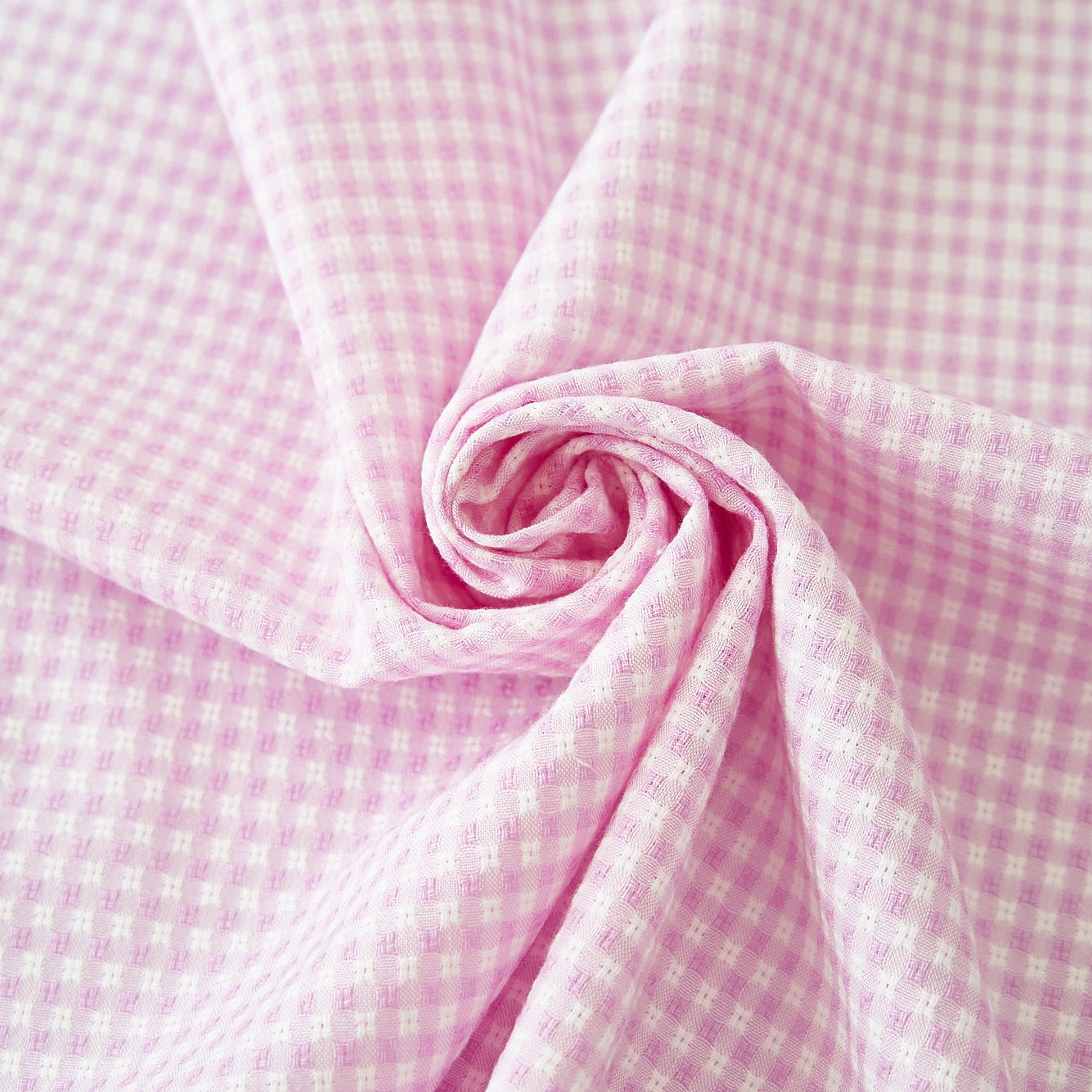 綿ポリ交織ドビーギンガムチェック#123ペールラベンダー