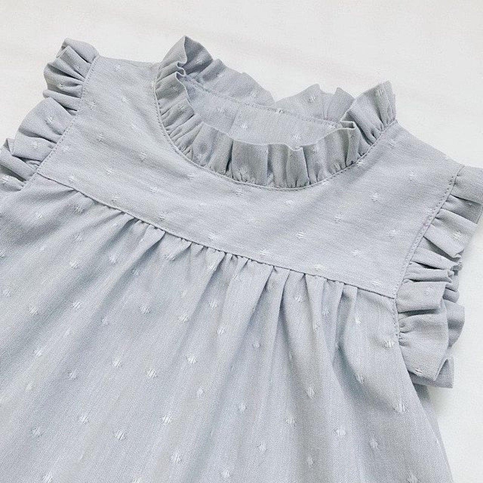 綿ポリソフトダンガリー織ドット#128 ペールグレー