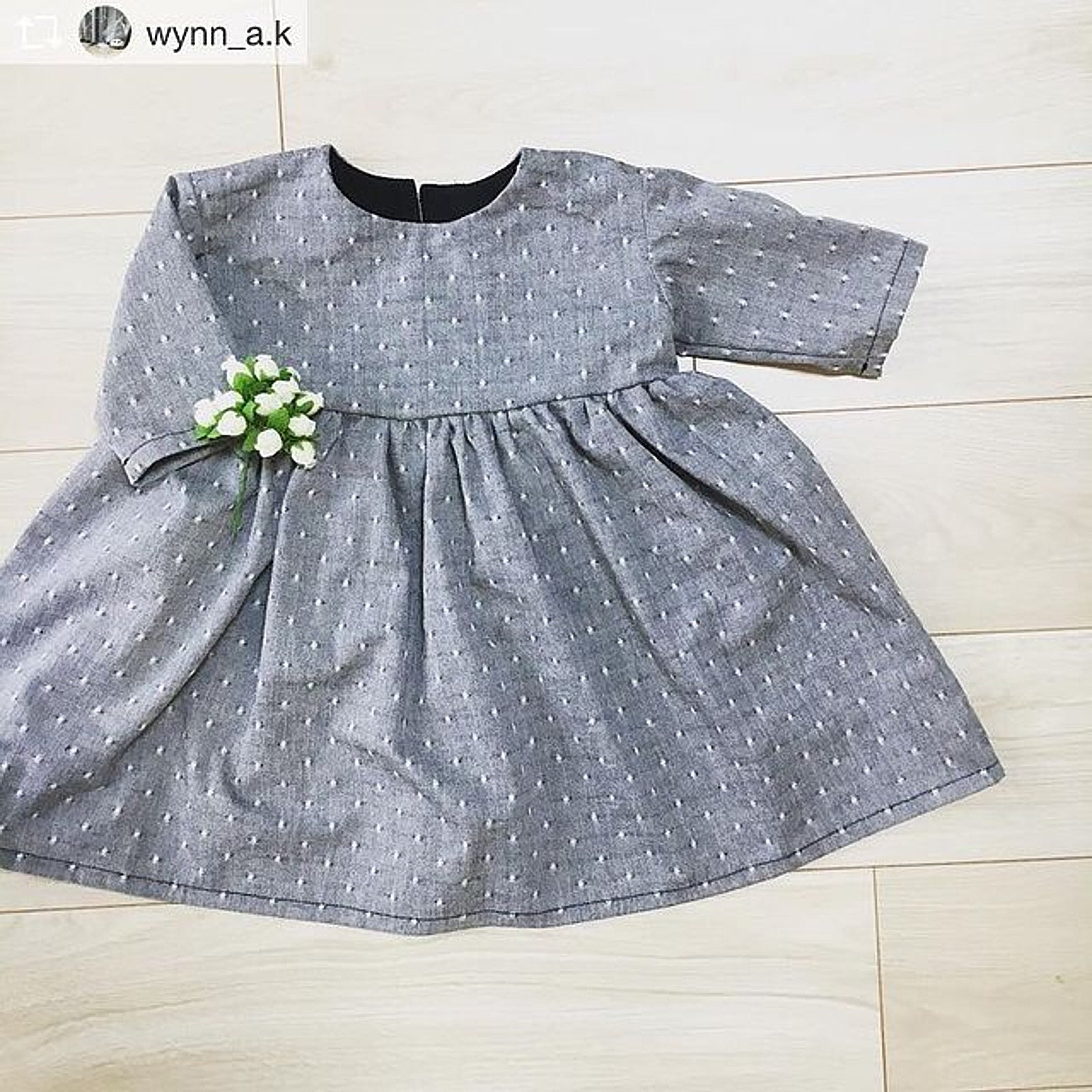 綿ポリソフトダンガリー織ドット#B 濃ネイビー