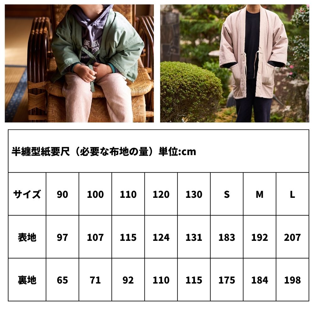 半纏和服型紙パターンかわいい簡単8-001洋裁でつくる半纏型紙