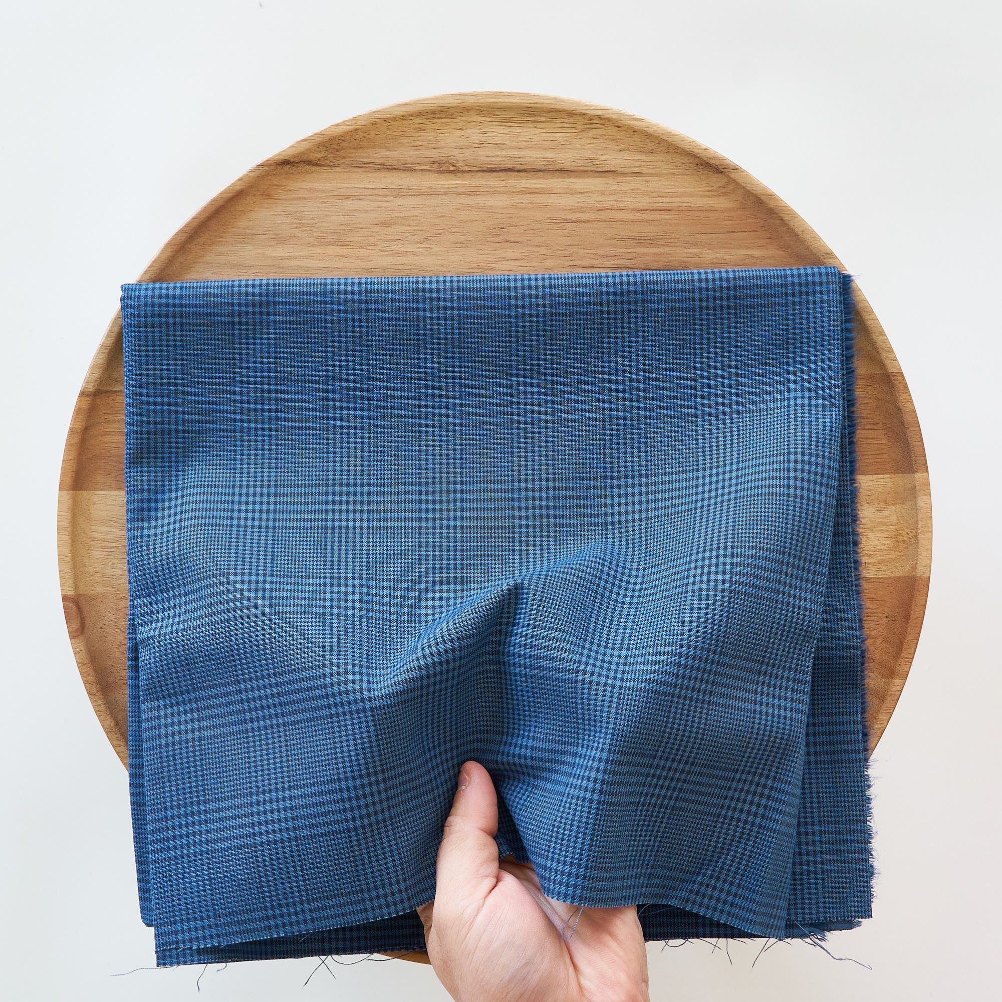 綿ポリ交織ソフトダンガリー#15グレンチェック#Iダークブルー